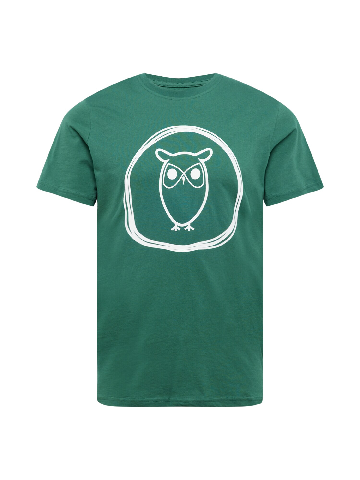 KnowledgeCotton Apparel Tricou verde închis / alb - Pled.ro