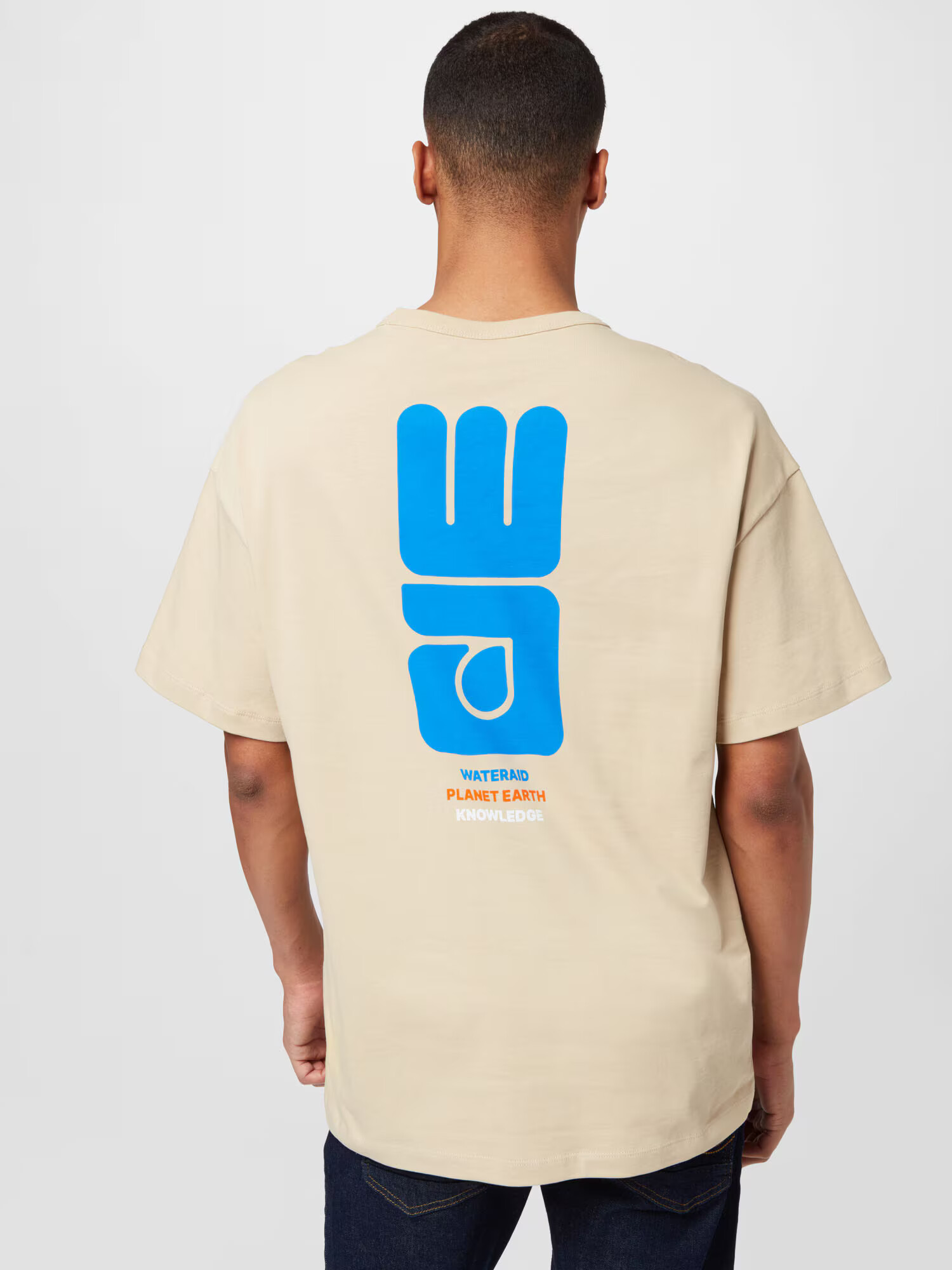 KnowledgeCotton Apparel Tricou 'WATERAID' bej / albastru / roșu / alb - Pled.ro