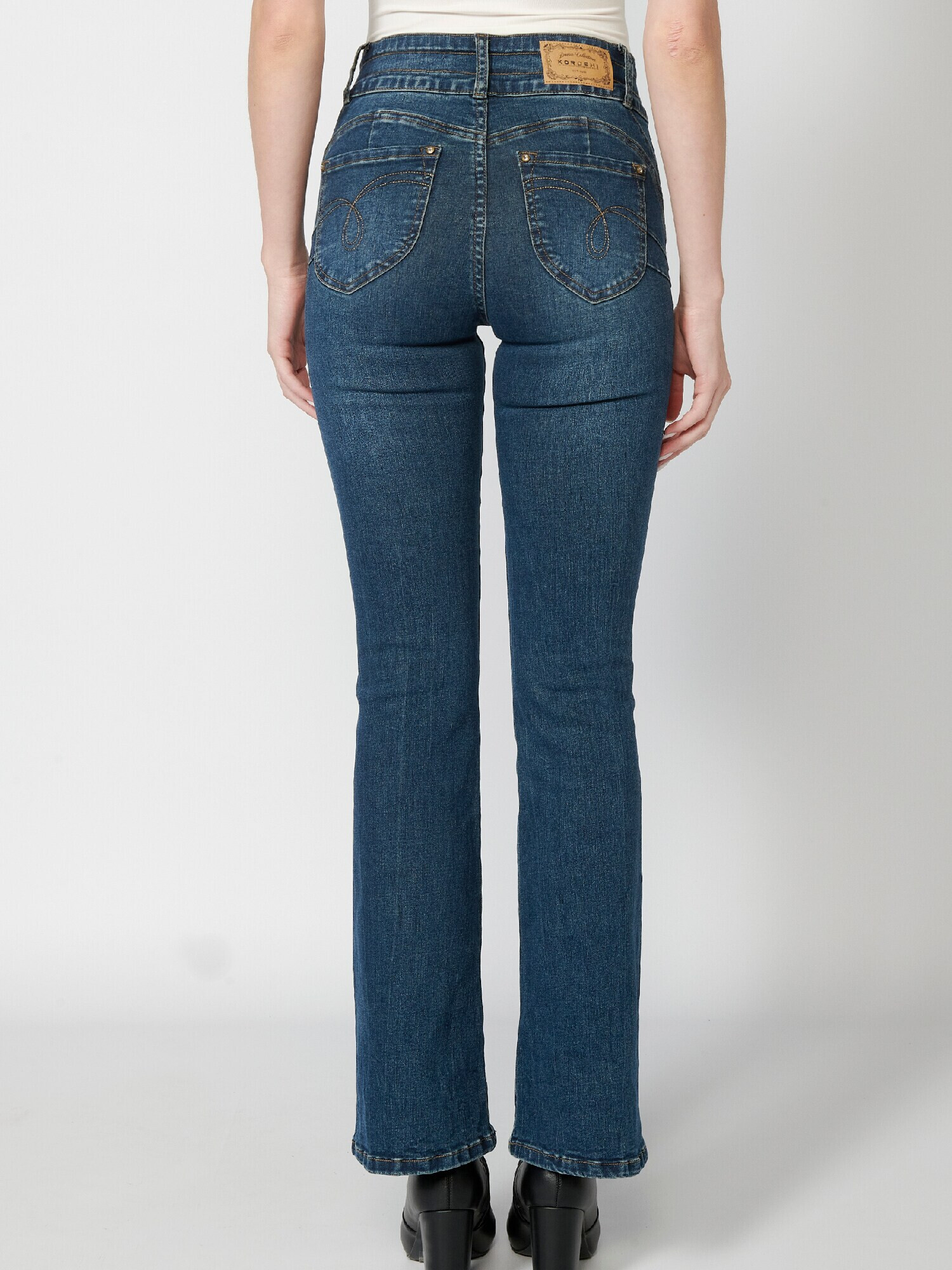 KOROSHI Jeans 'Bell' albastru denim / auriu / roșu / alb - Pled.ro