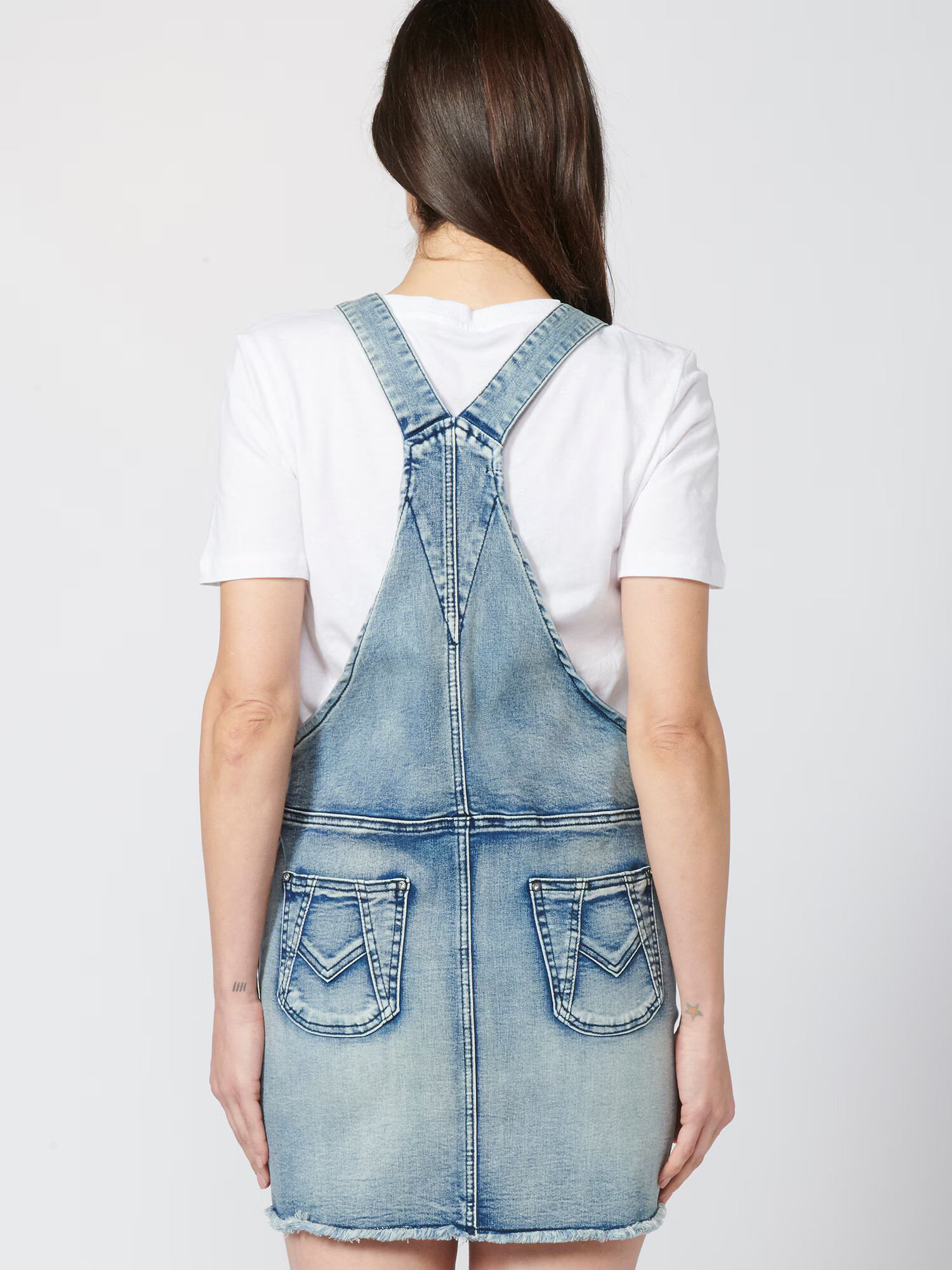 KOROSHI Salopetă rochie scurtă bleumarin / albastru denim / albastru deschis - Pled.ro