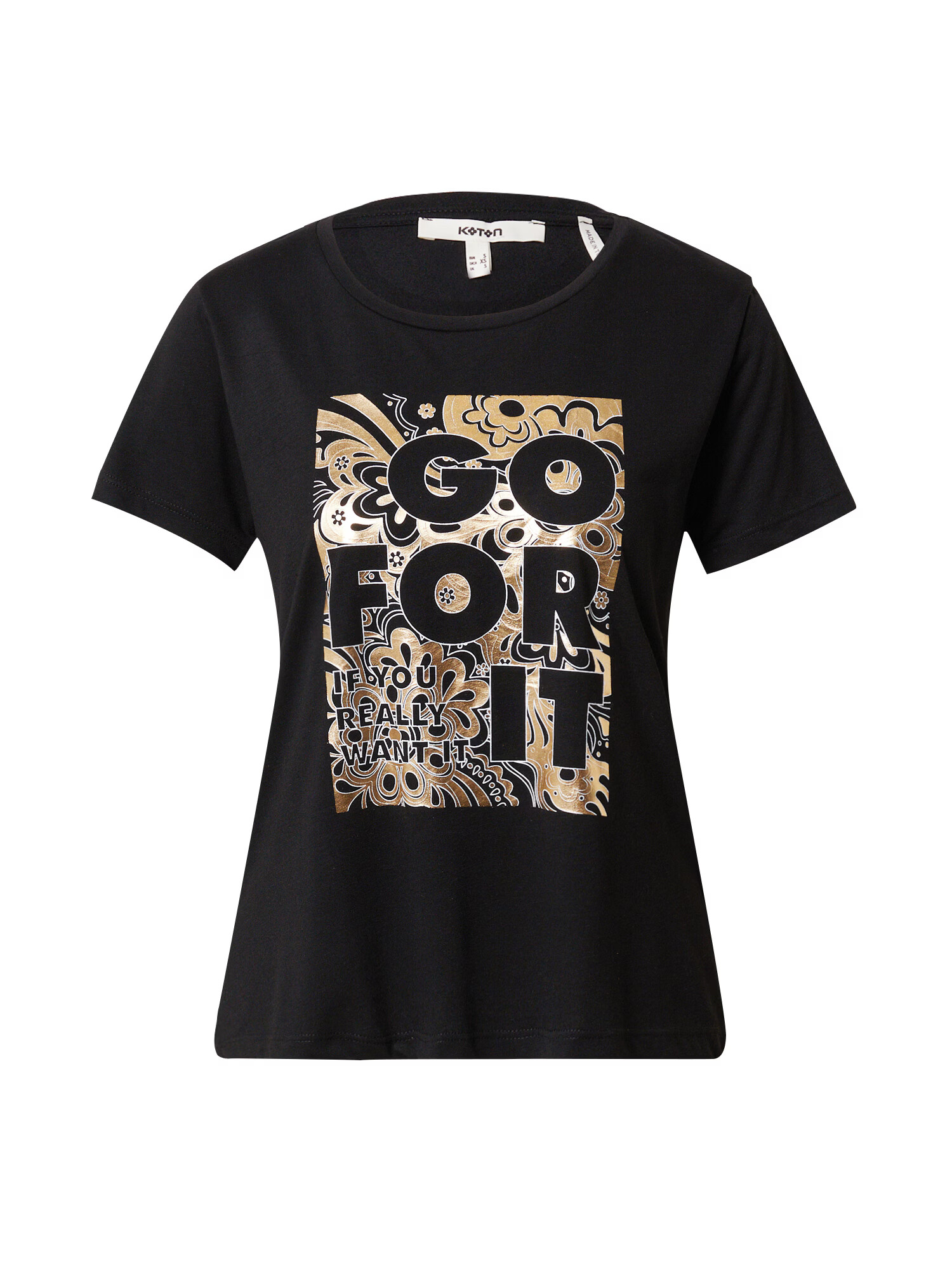 Koton Tricou bronz / negru - Pled.ro