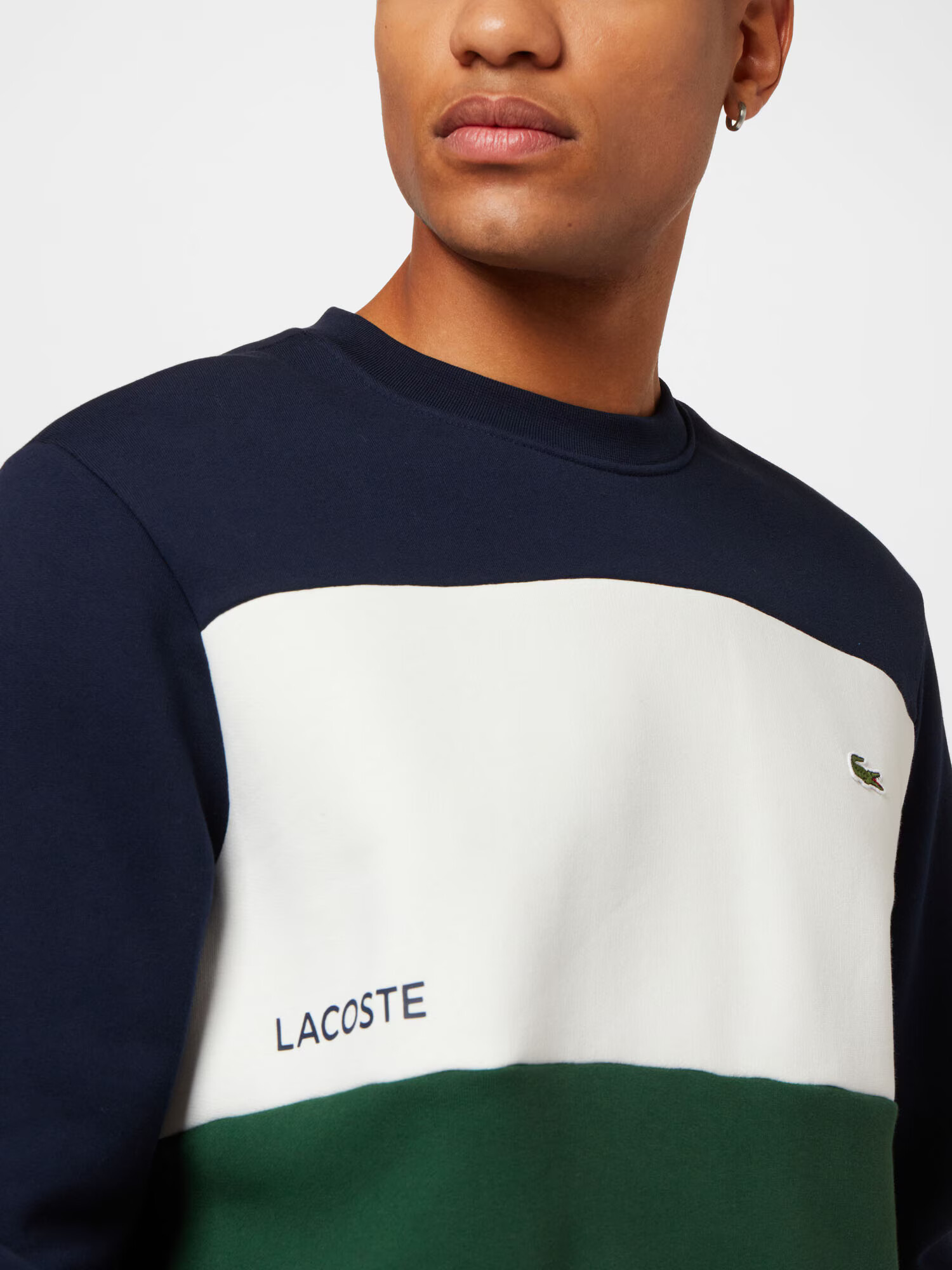 LACOSTE Bluză de molton bleumarin / verde / alb - Pled.ro