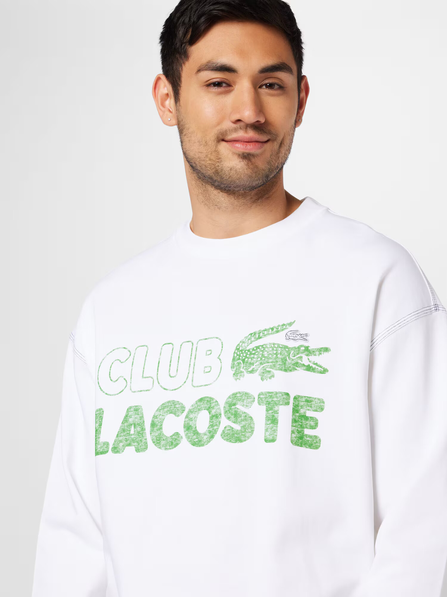 LACOSTE Bluză de molton verde deschis / alb - Pled.ro