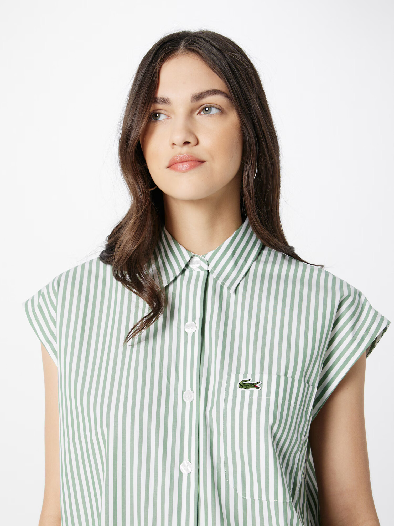 LACOSTE Rochie tip bluză verde pastel / alb - Pled.ro