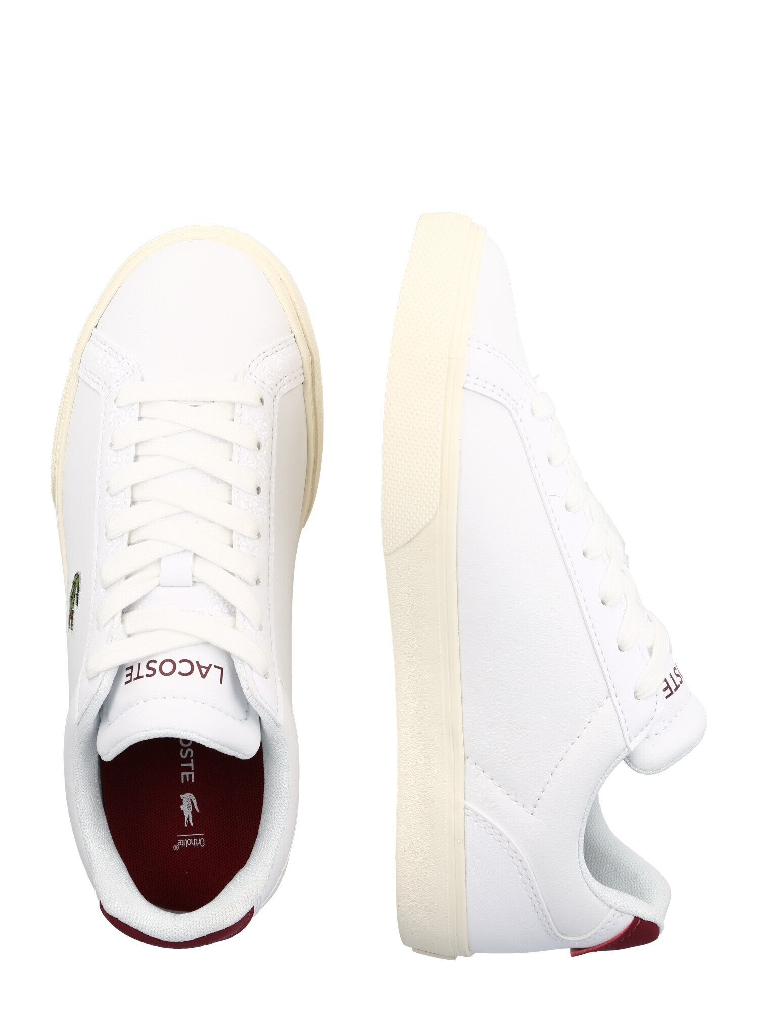 LACOSTE Sneaker low 'LEROND' verde / roșu / roșu bordeaux / alb - Pled.ro