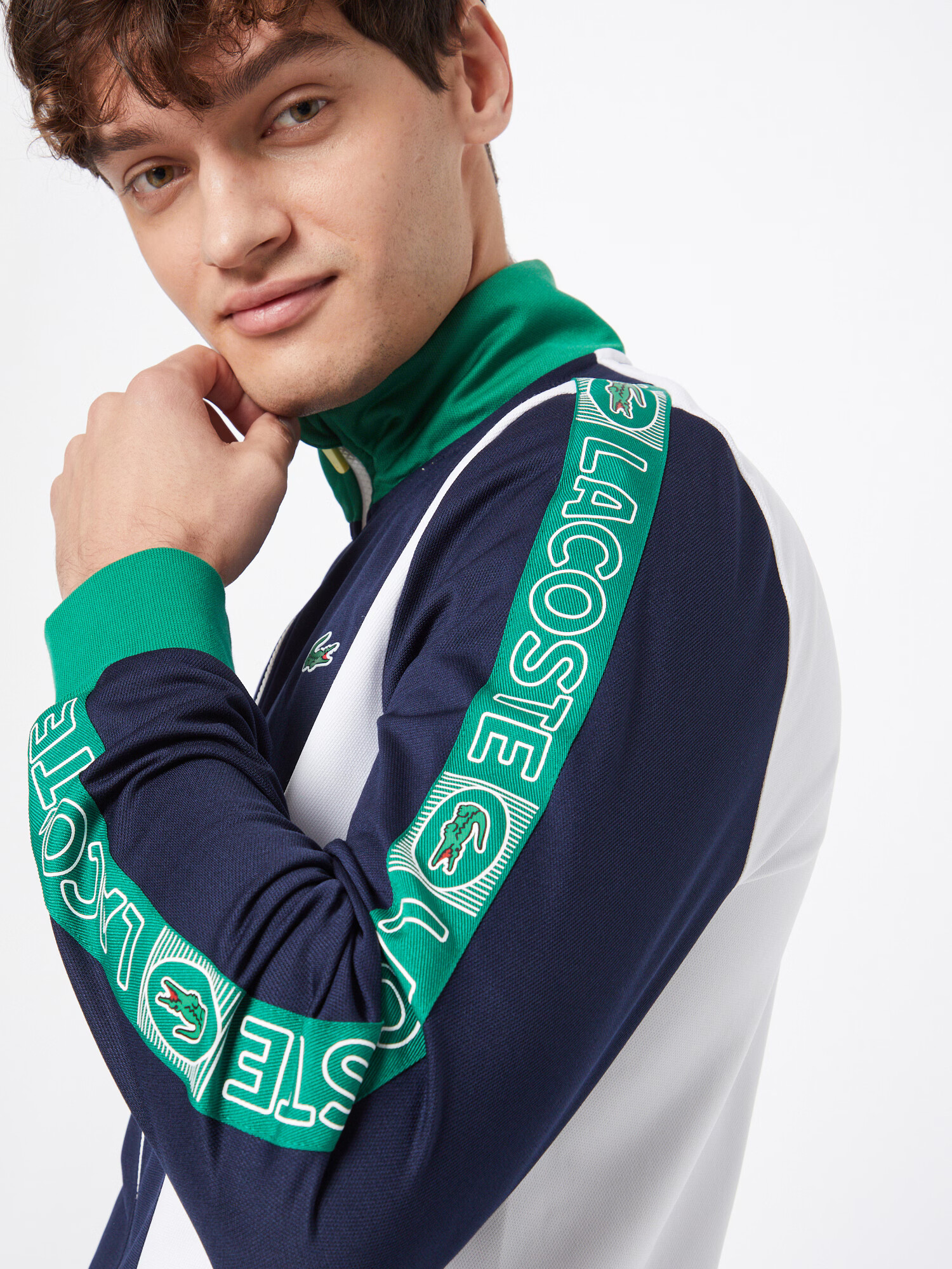 Lacoste Sport Bluză cu fermoar sport albastru închis / verde / alb - Pled.ro