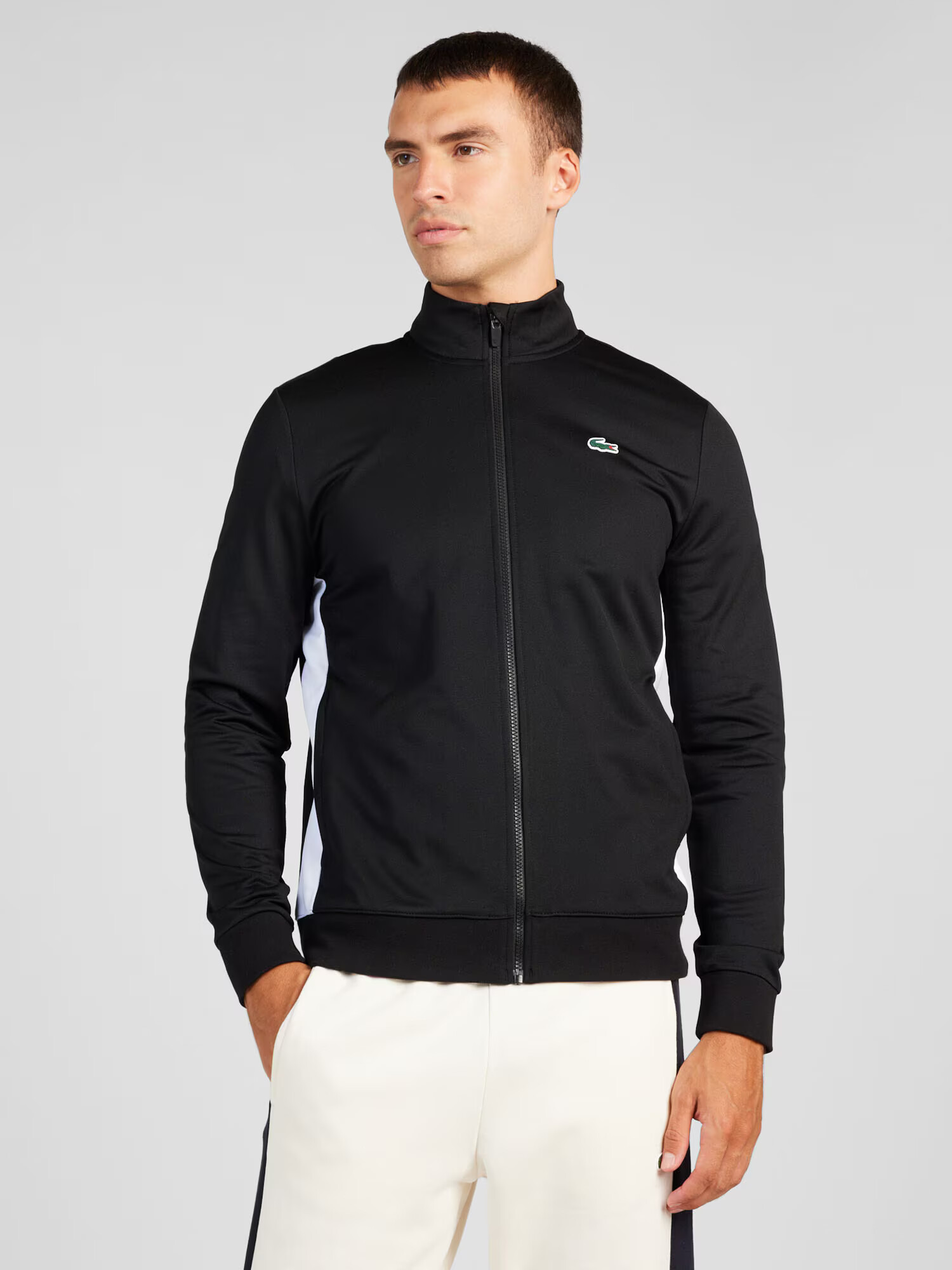 Lacoste Sport Bluză cu fermoar sport verde închis / roșu / negru / alb - Pled.ro