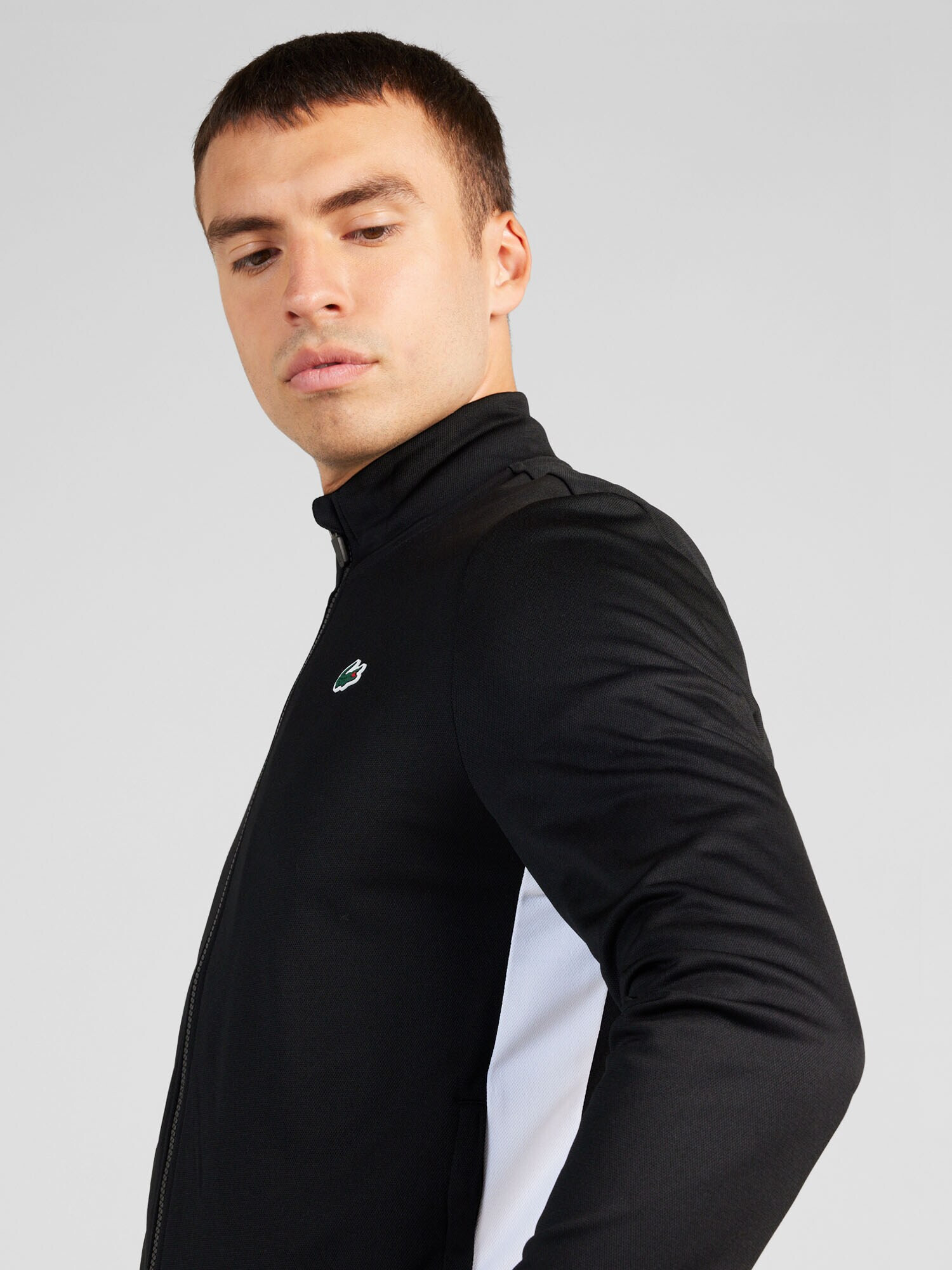 Lacoste Sport Bluză cu fermoar sport verde închis / roșu / negru / alb - Pled.ro