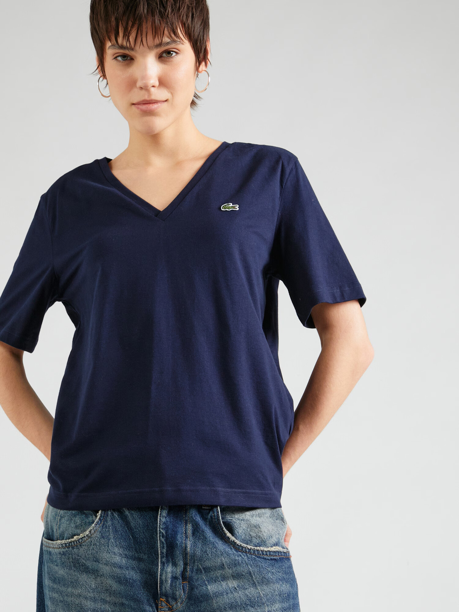 LACOSTE Tricou albastru închis - Pled.ro