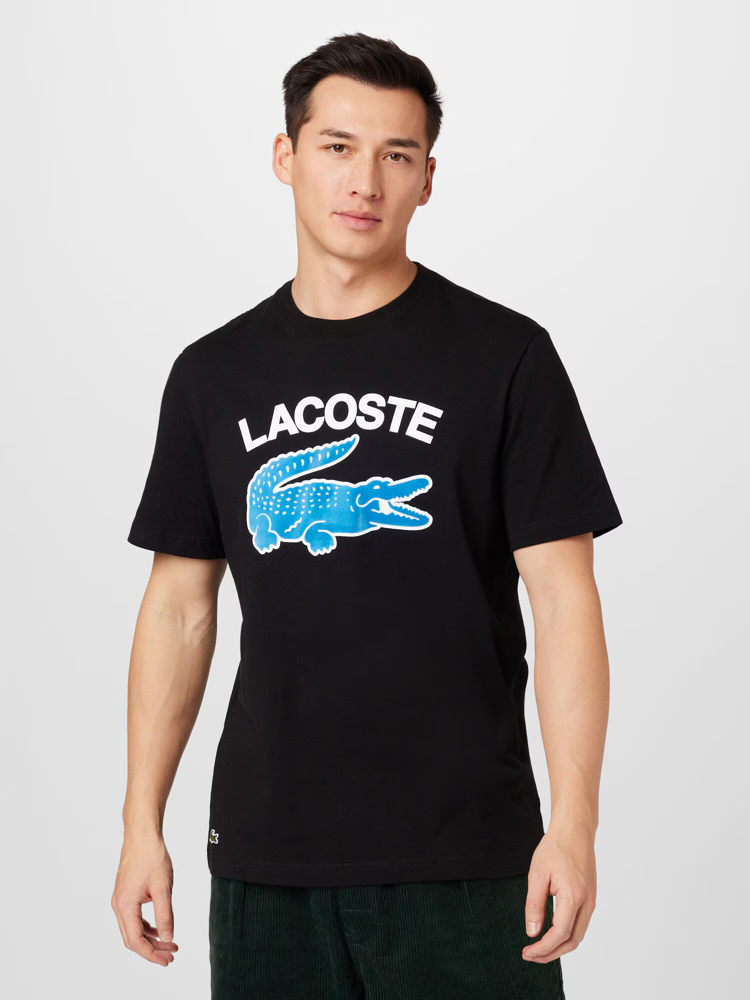 LACOSTE Tricou azuriu / negru / alb - Pled.ro