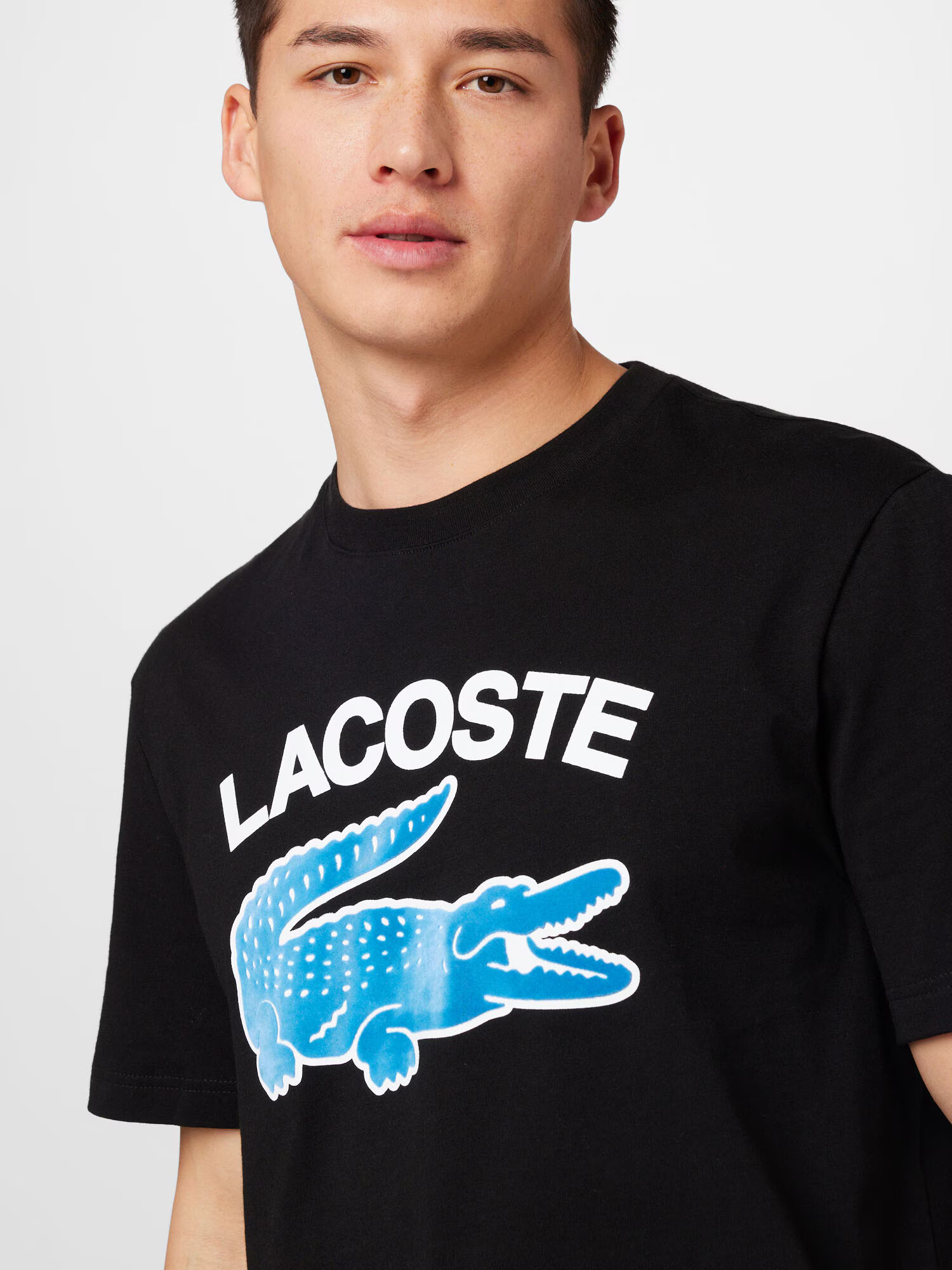 LACOSTE Tricou azuriu / negru / alb - Pled.ro