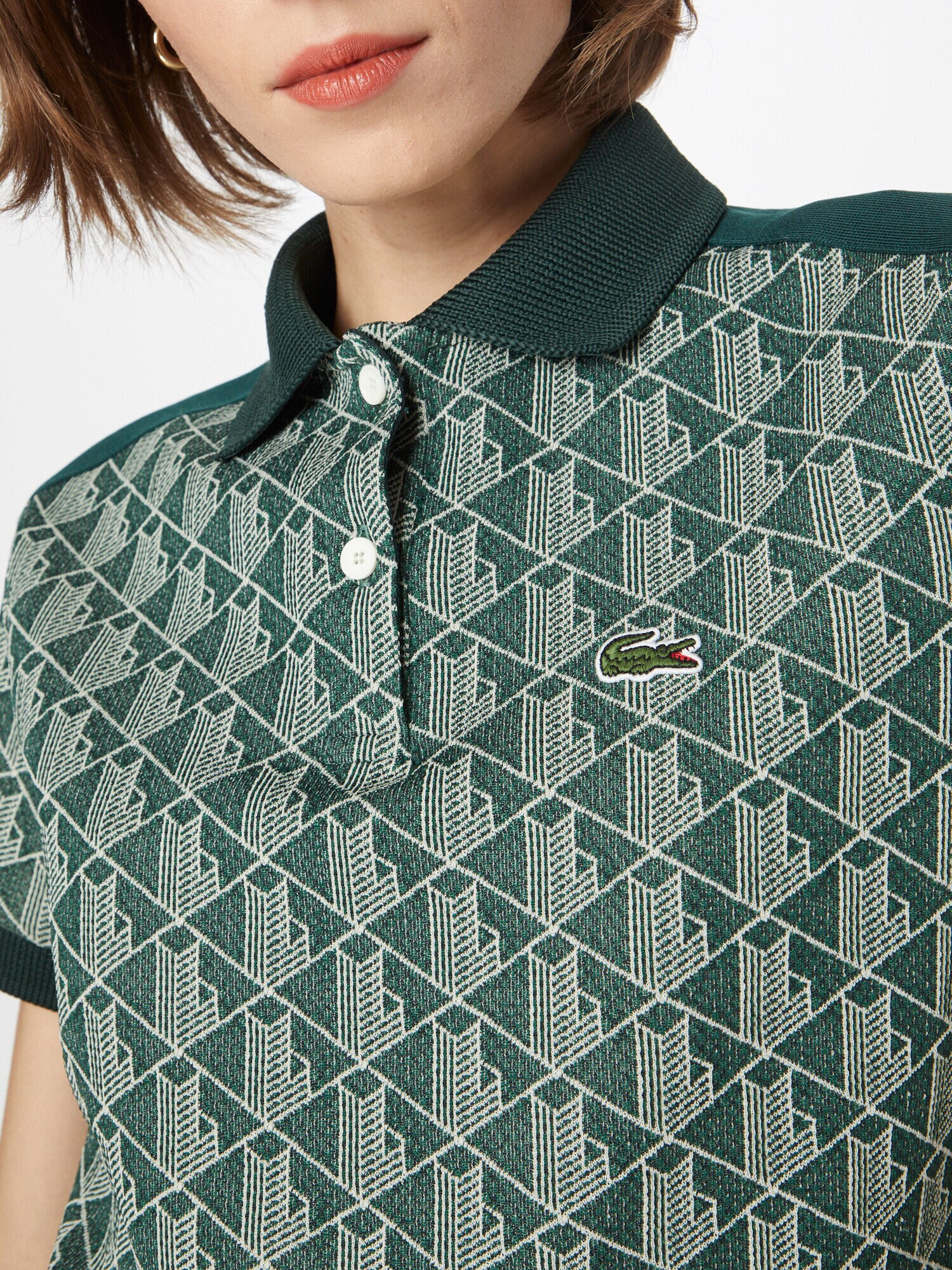 LACOSTE Tricou crem / verde - Pled.ro