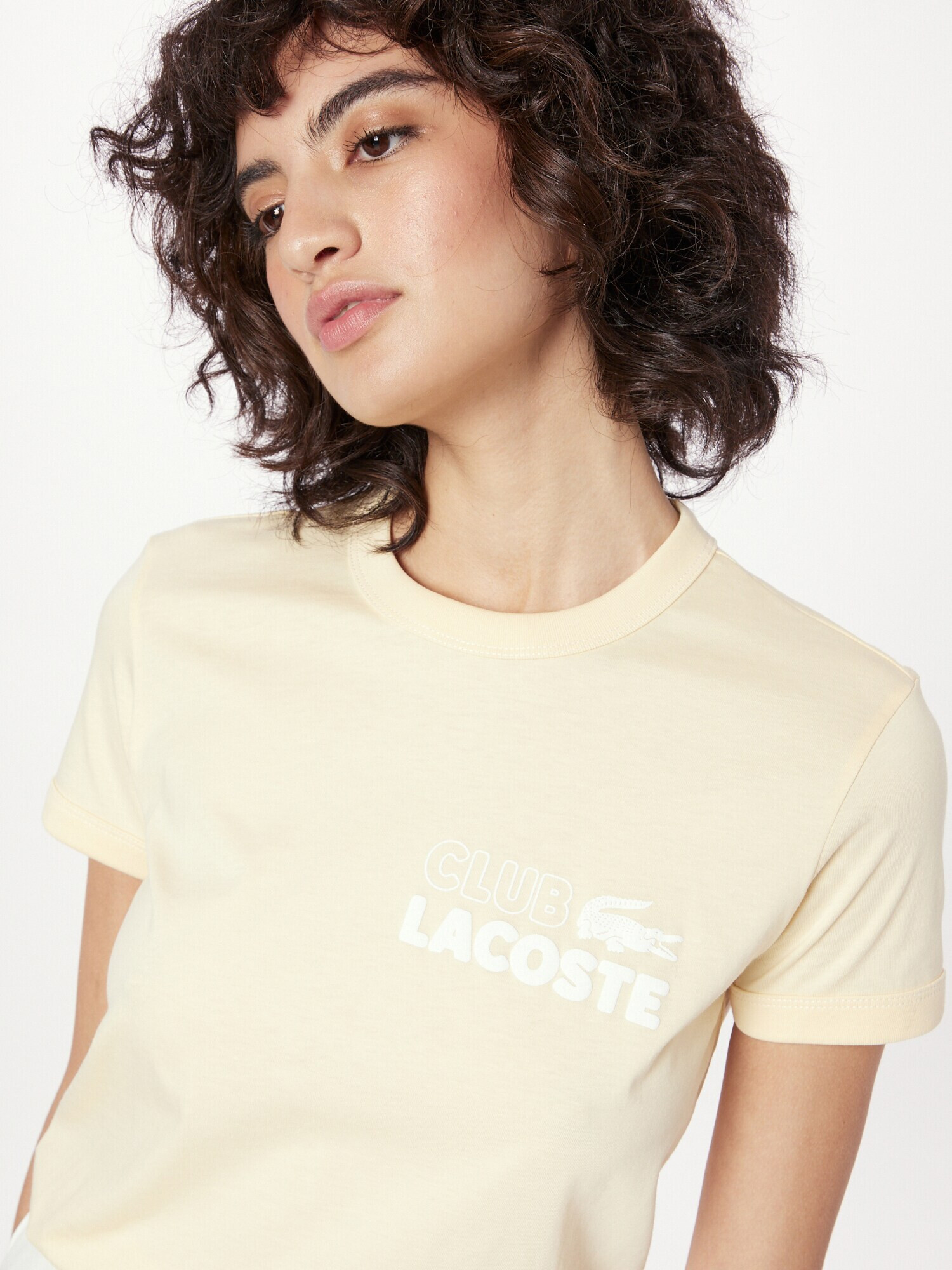 LACOSTE Tricou galben deschis / alb - Pled.ro