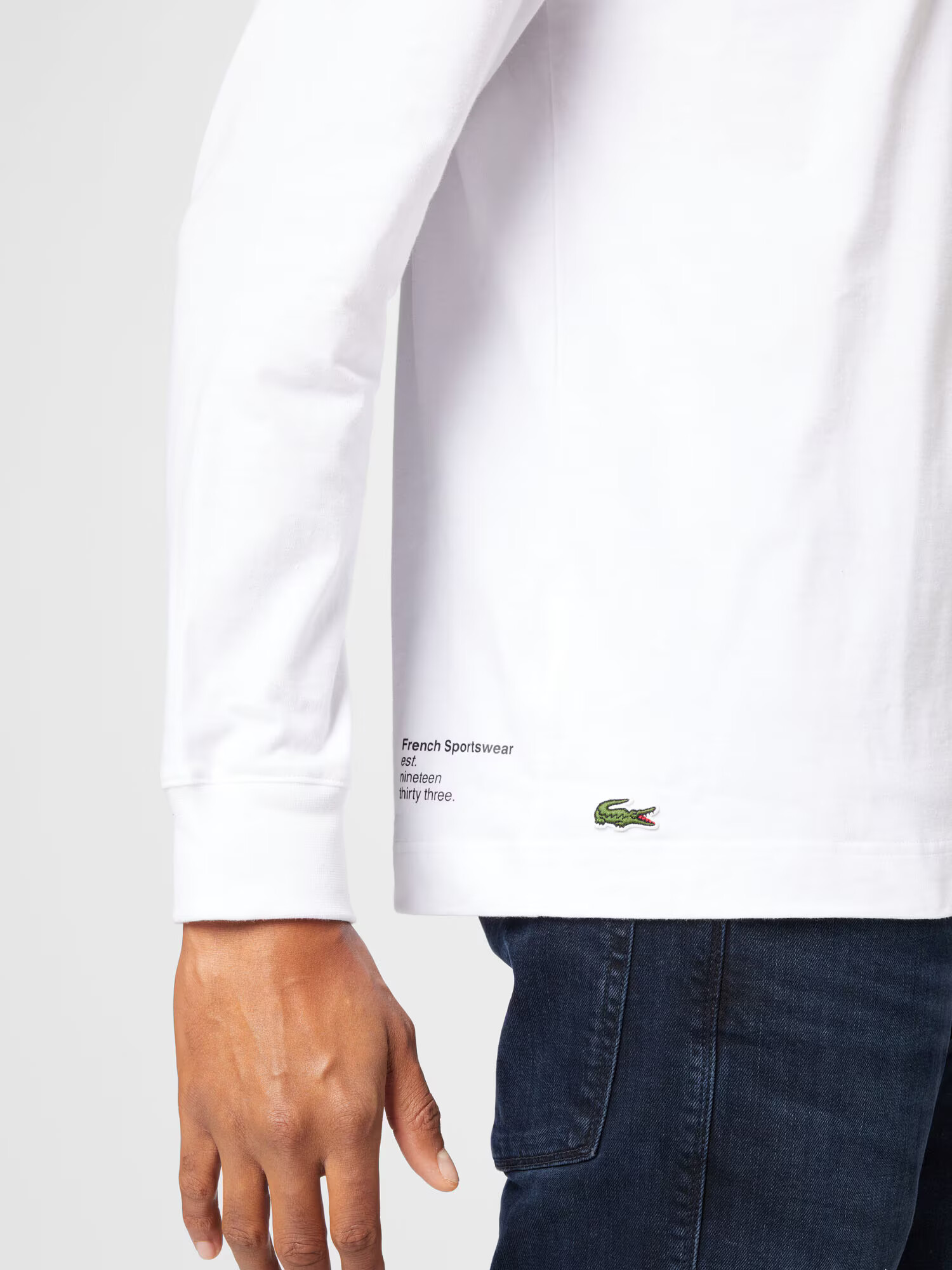 LACOSTE Tricou gri / alb - Pled.ro