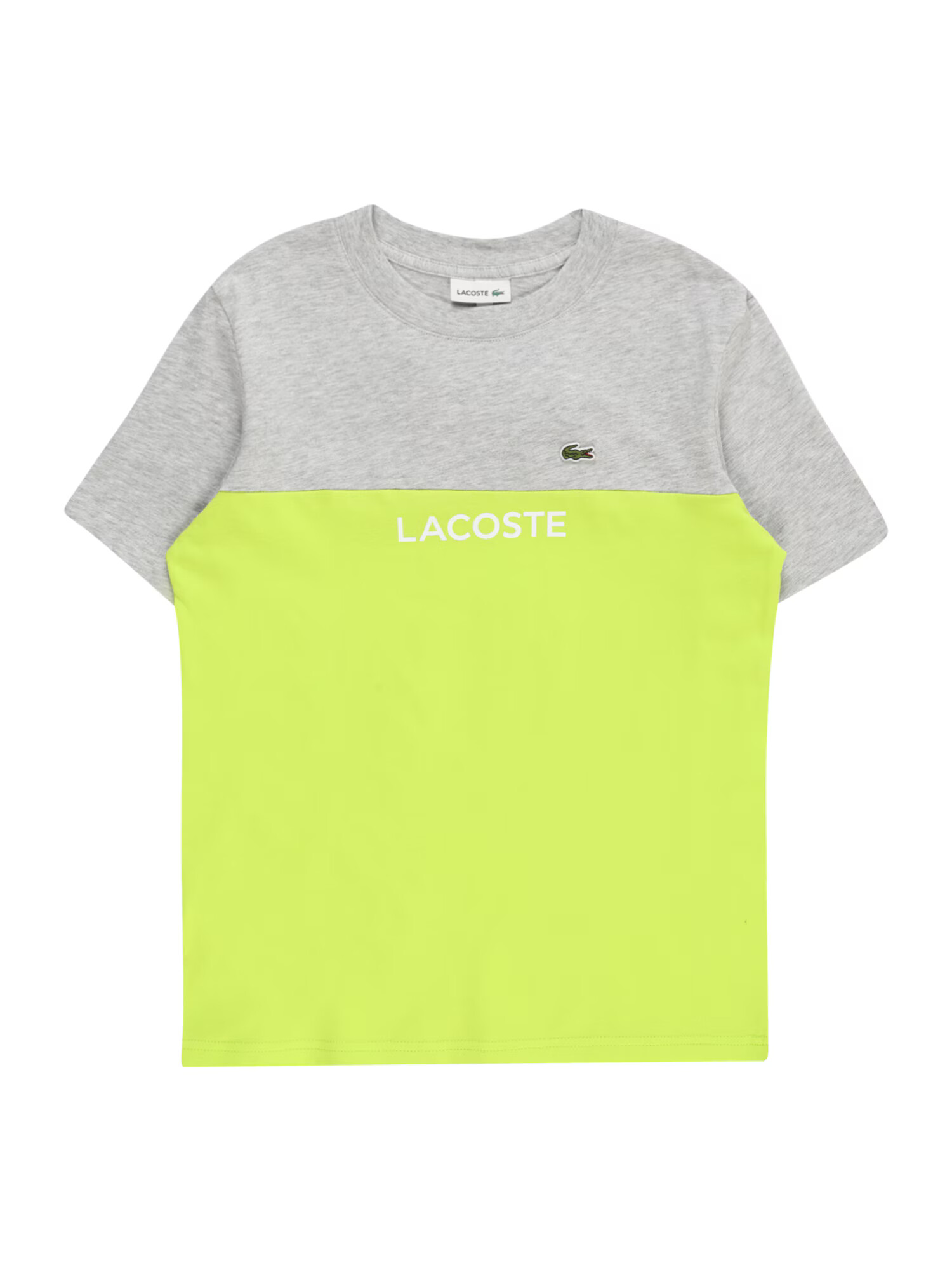 LACOSTE Tricou gri amestecat / verde / verde neon - Pled.ro