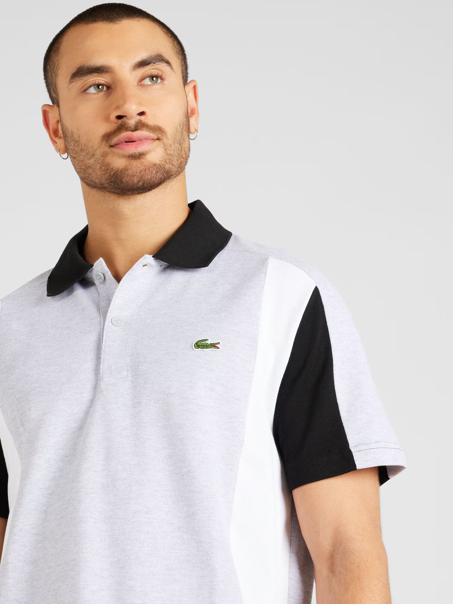 LACOSTE Tricou gri / negru / alb - Pled.ro