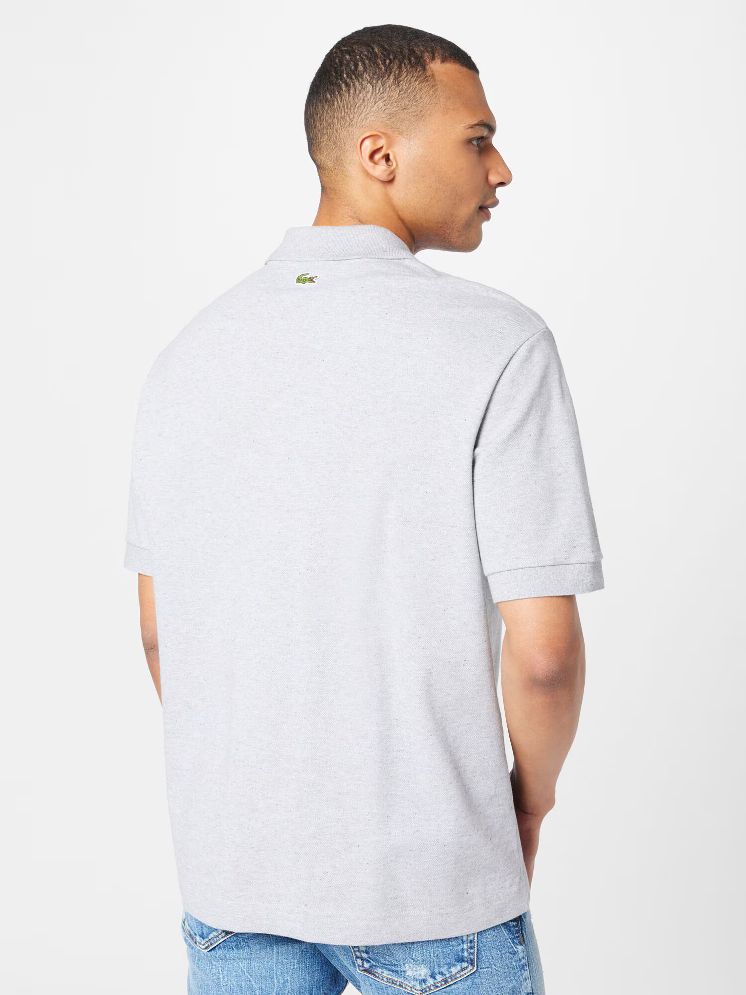 LACOSTE Tricou gri / verde / alb - Pled.ro