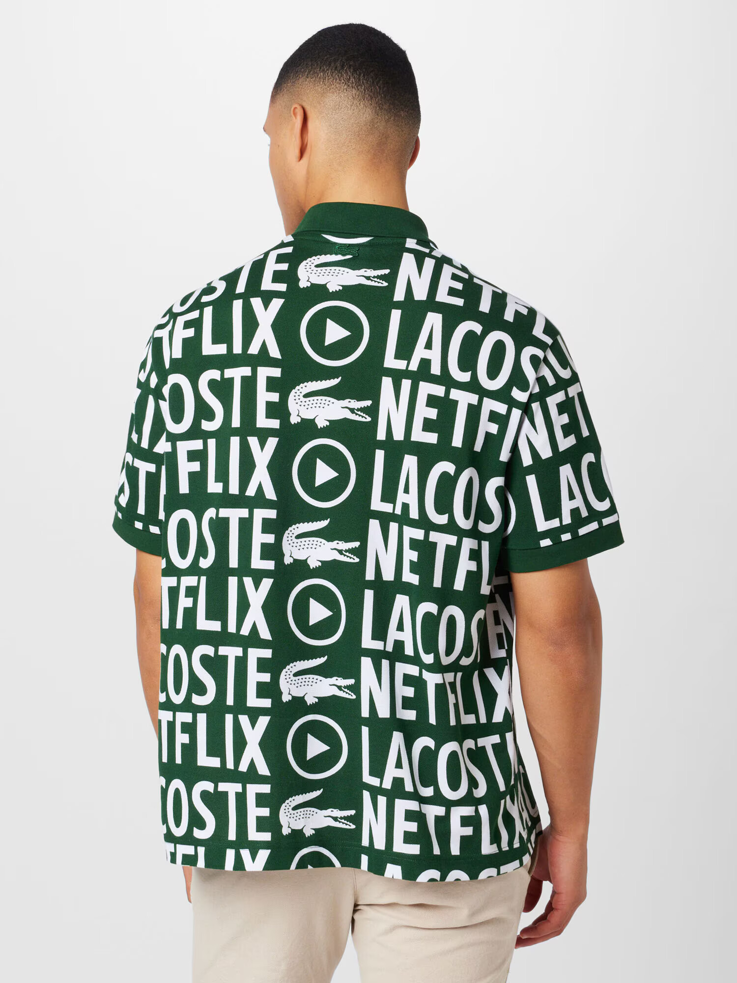 LACOSTE Tricou verde / alb - Pled.ro