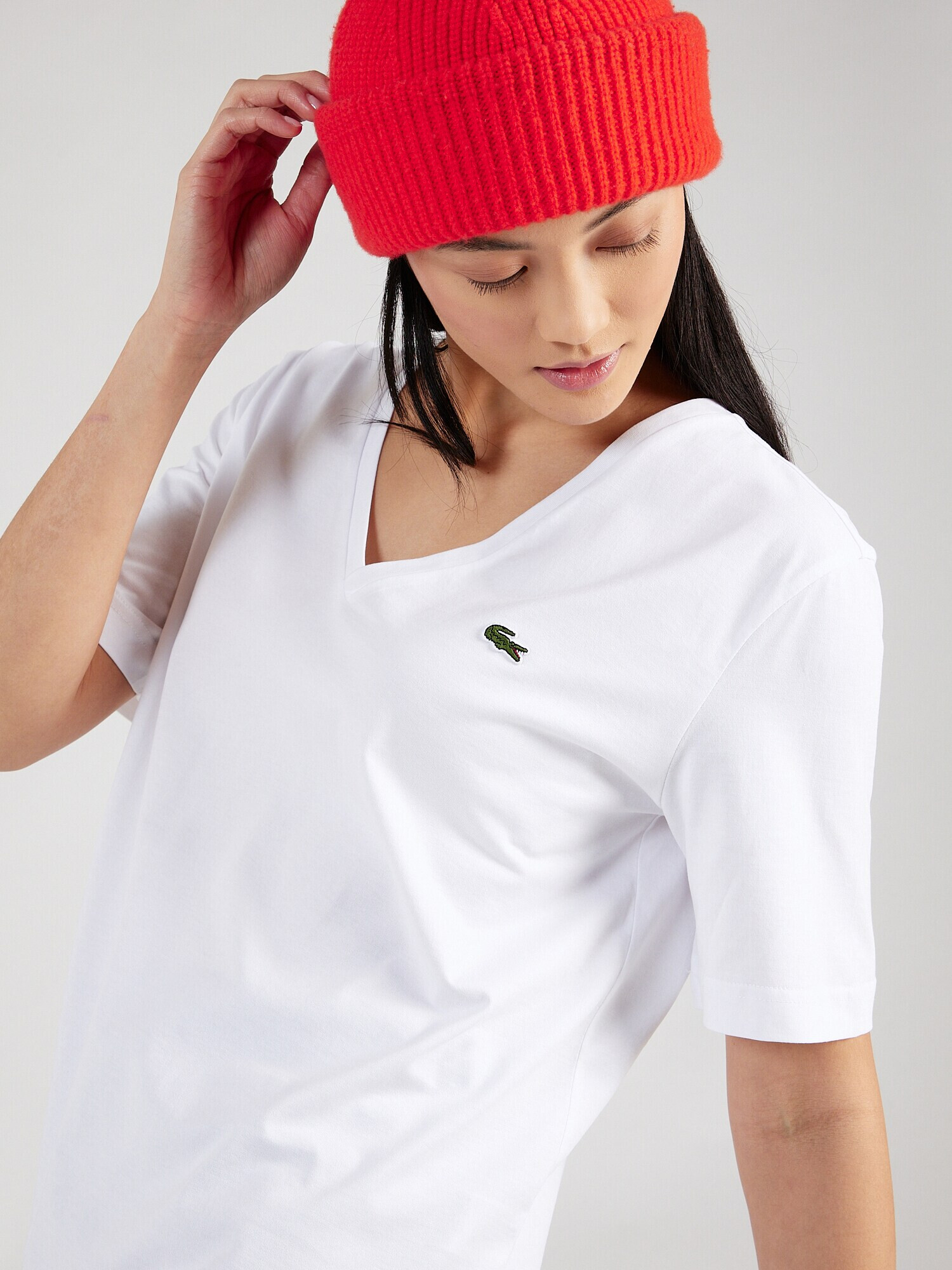 LACOSTE Tricou verde / alb - Pled.ro