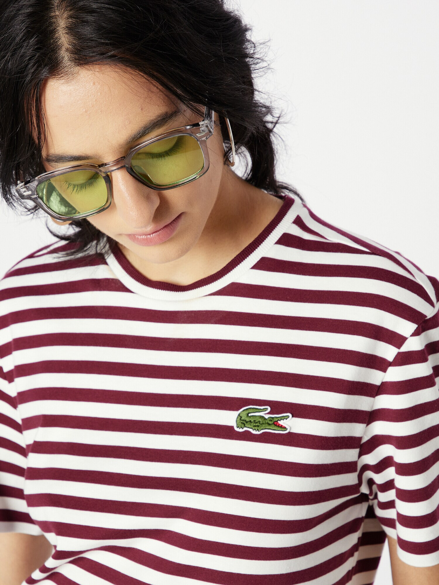 LACOSTE Tricou verde deschis / roşu închis / alb - Pled.ro