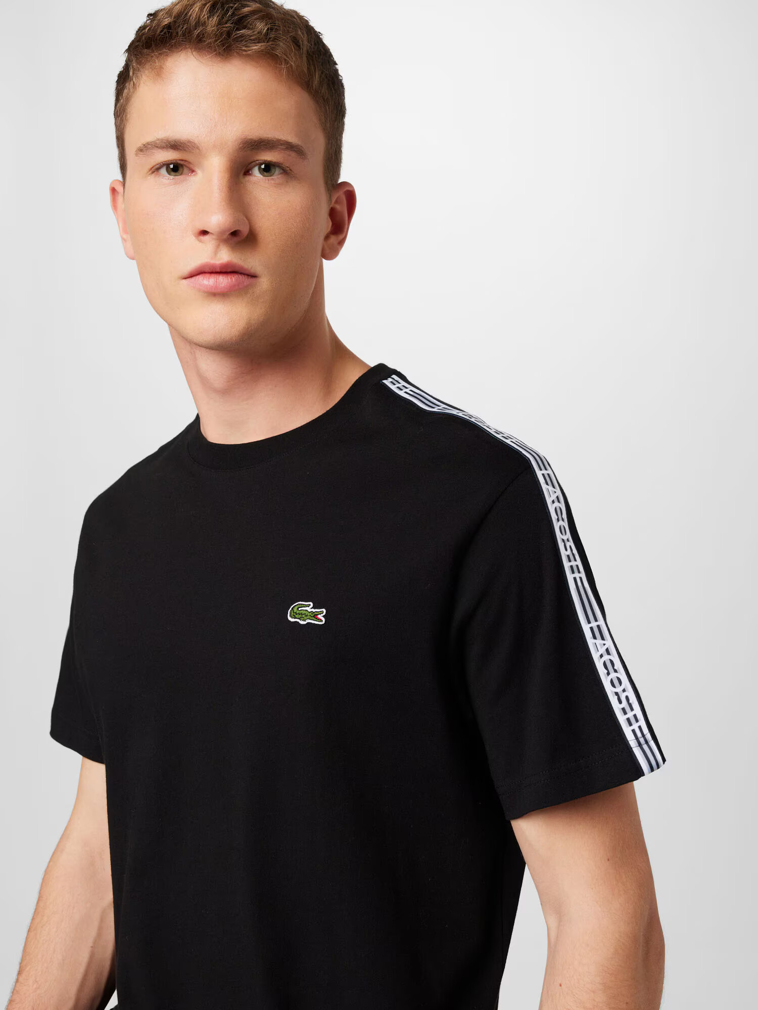 LACOSTE Tricou verde / negru / alb - Pled.ro