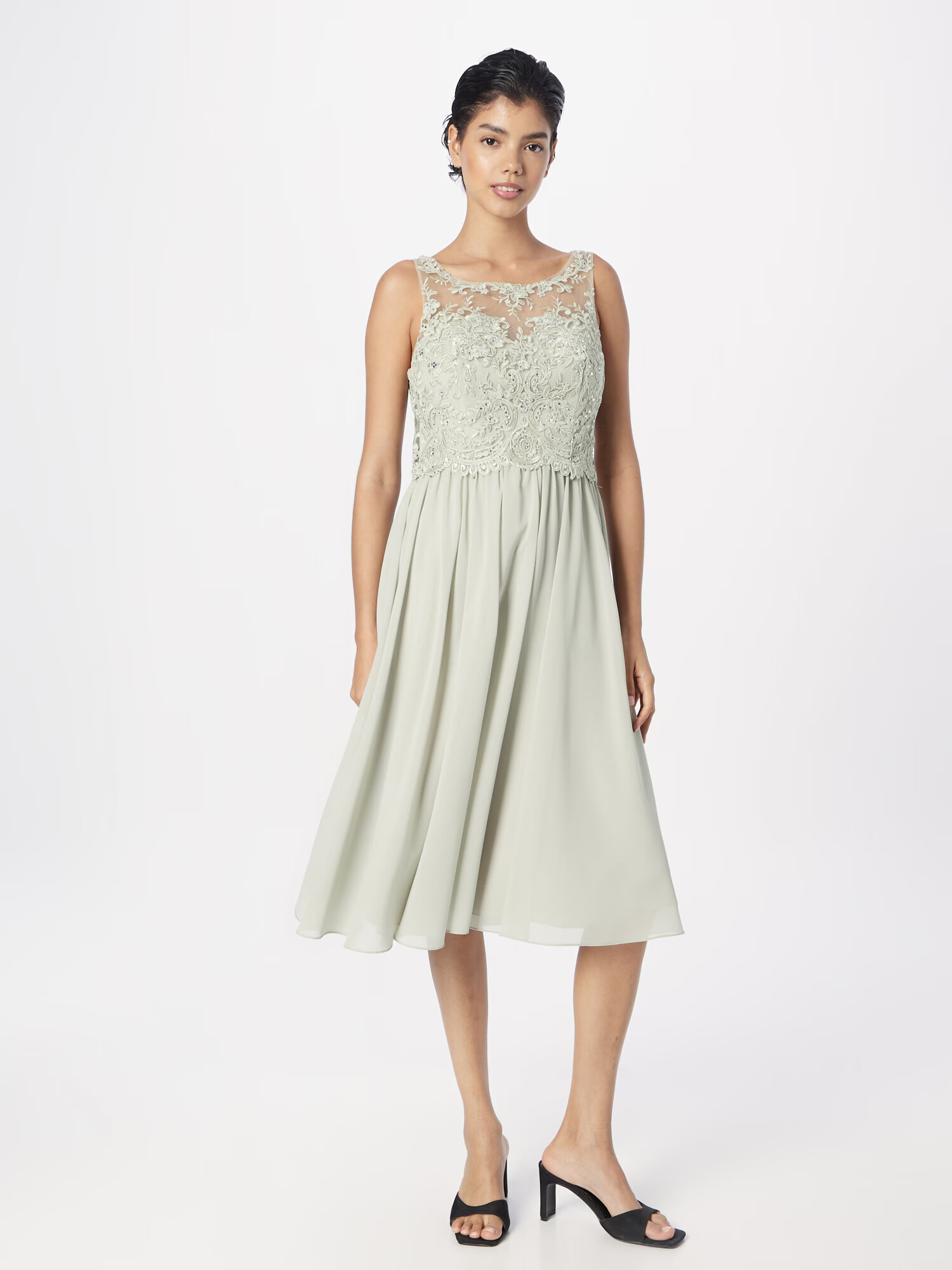 Laona Rochie de cocktail gri argintiu / verde pastel - Pled.ro