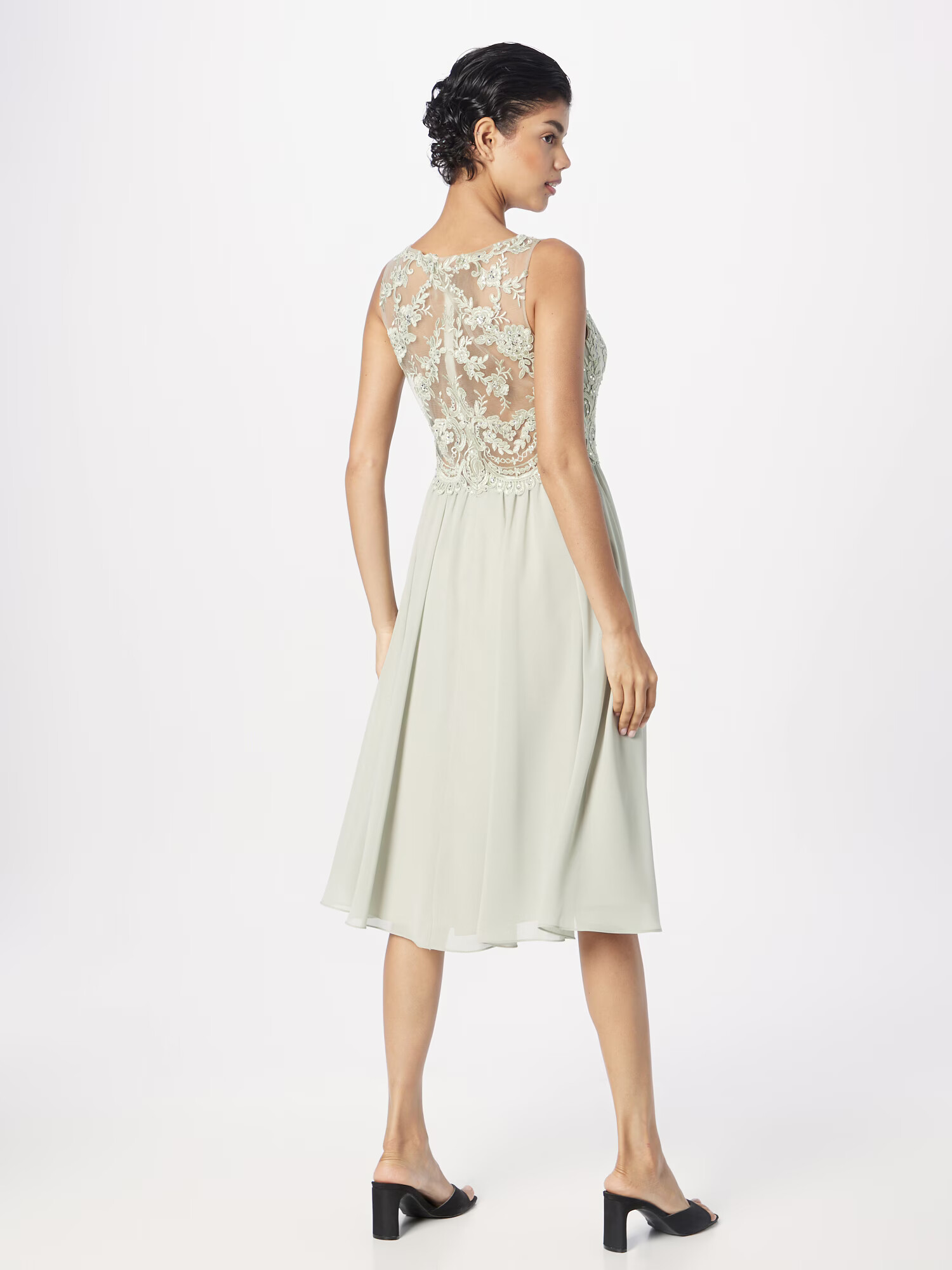 Laona Rochie de cocktail gri argintiu / verde pastel - Pled.ro