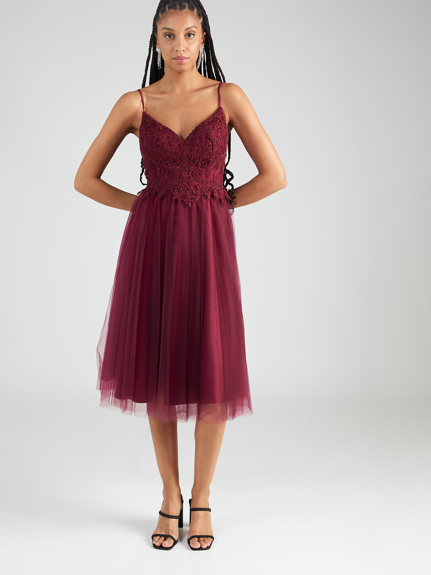 Laona Rochie de cocktail roșu burgundy - Pled.ro