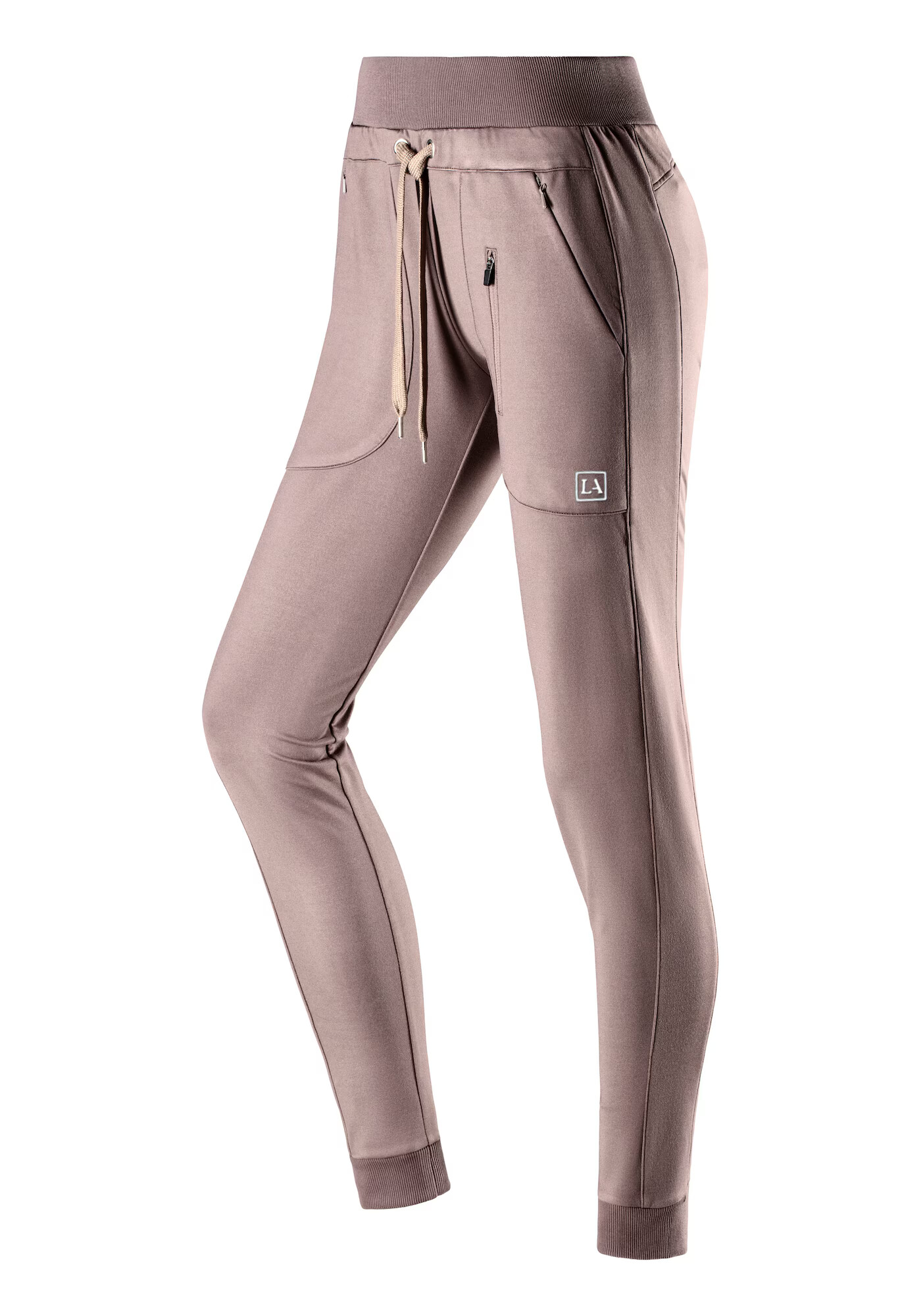 LASCANA ACTIVE Pantaloni sport bej închis / alb - Pled.ro