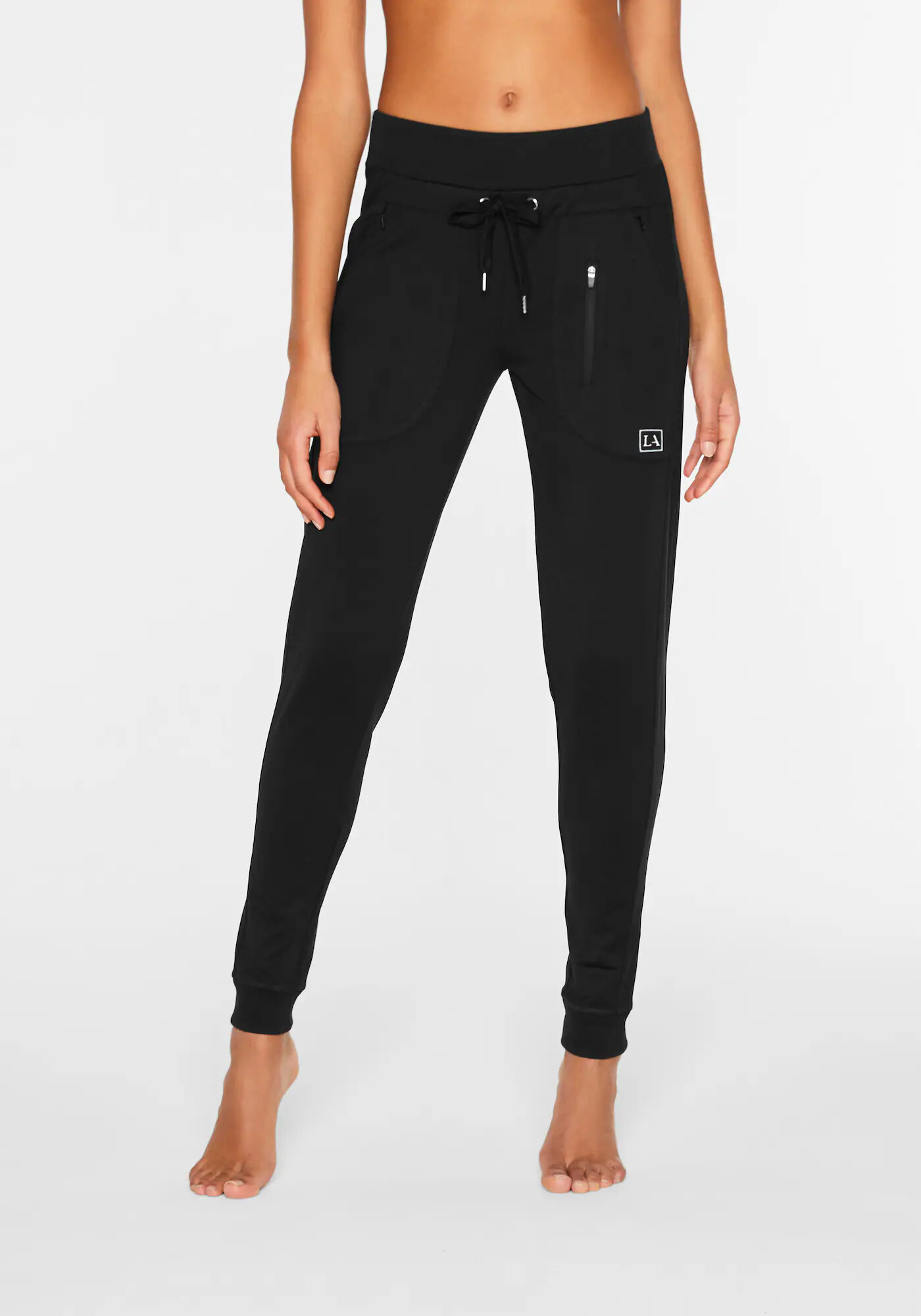 LASCANA ACTIVE Pantaloni sport negru / alb - Pled.ro