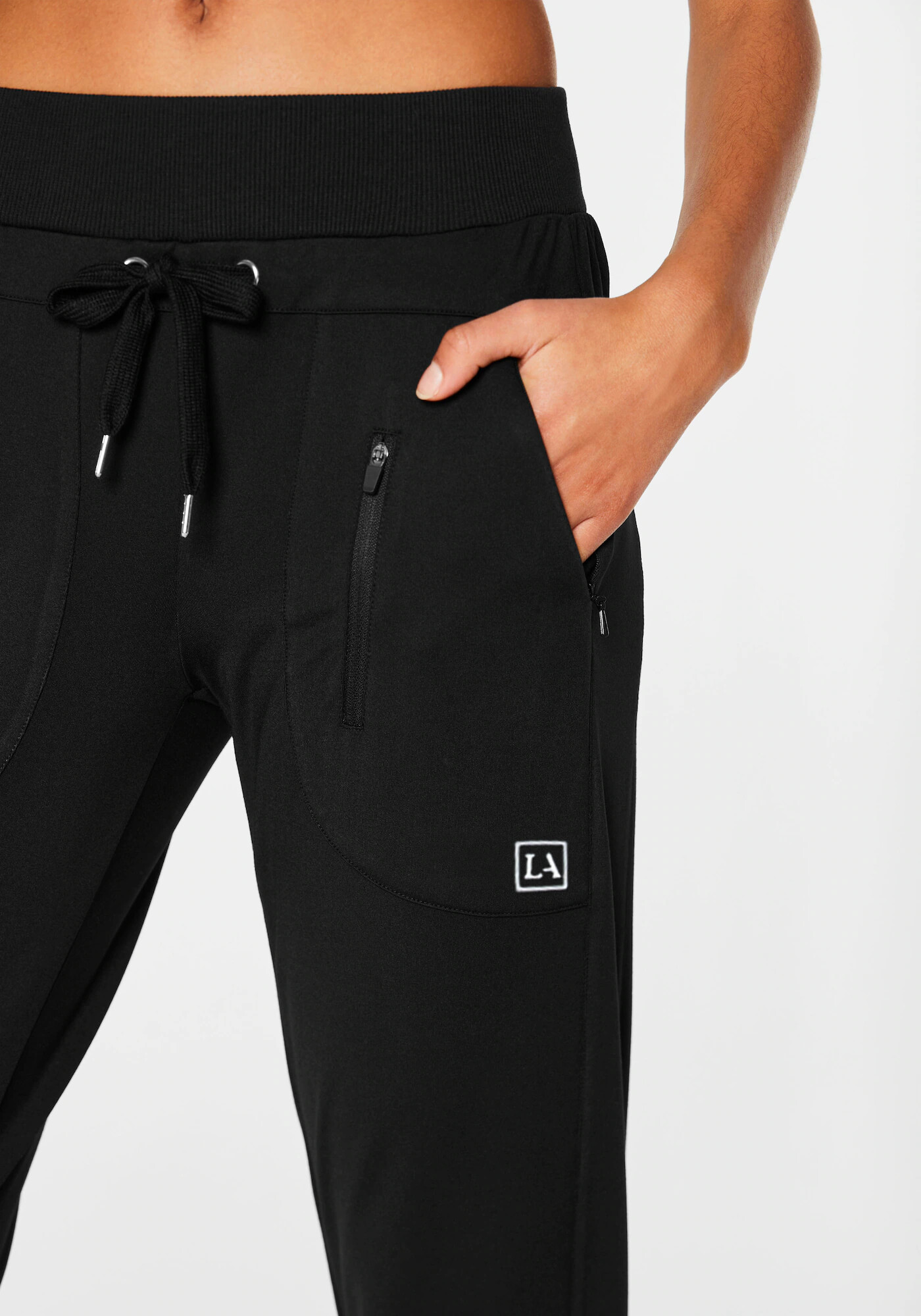 LASCANA ACTIVE Pantaloni sport negru / alb - Pled.ro