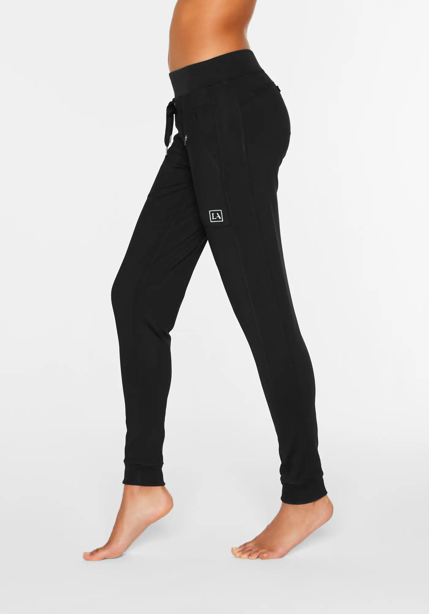 LASCANA ACTIVE Pantaloni sport negru / alb - Pled.ro