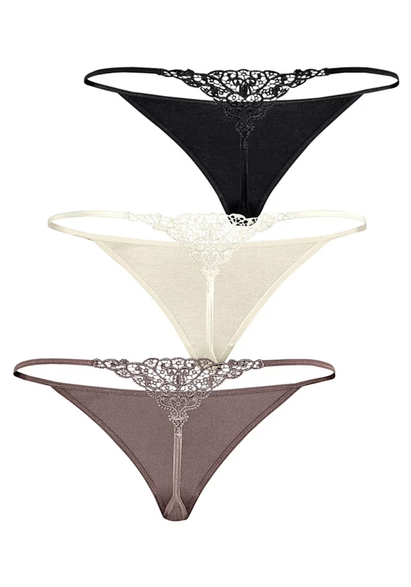 LASCANA Tanga crem / gri taupe / negru - Pled.ro