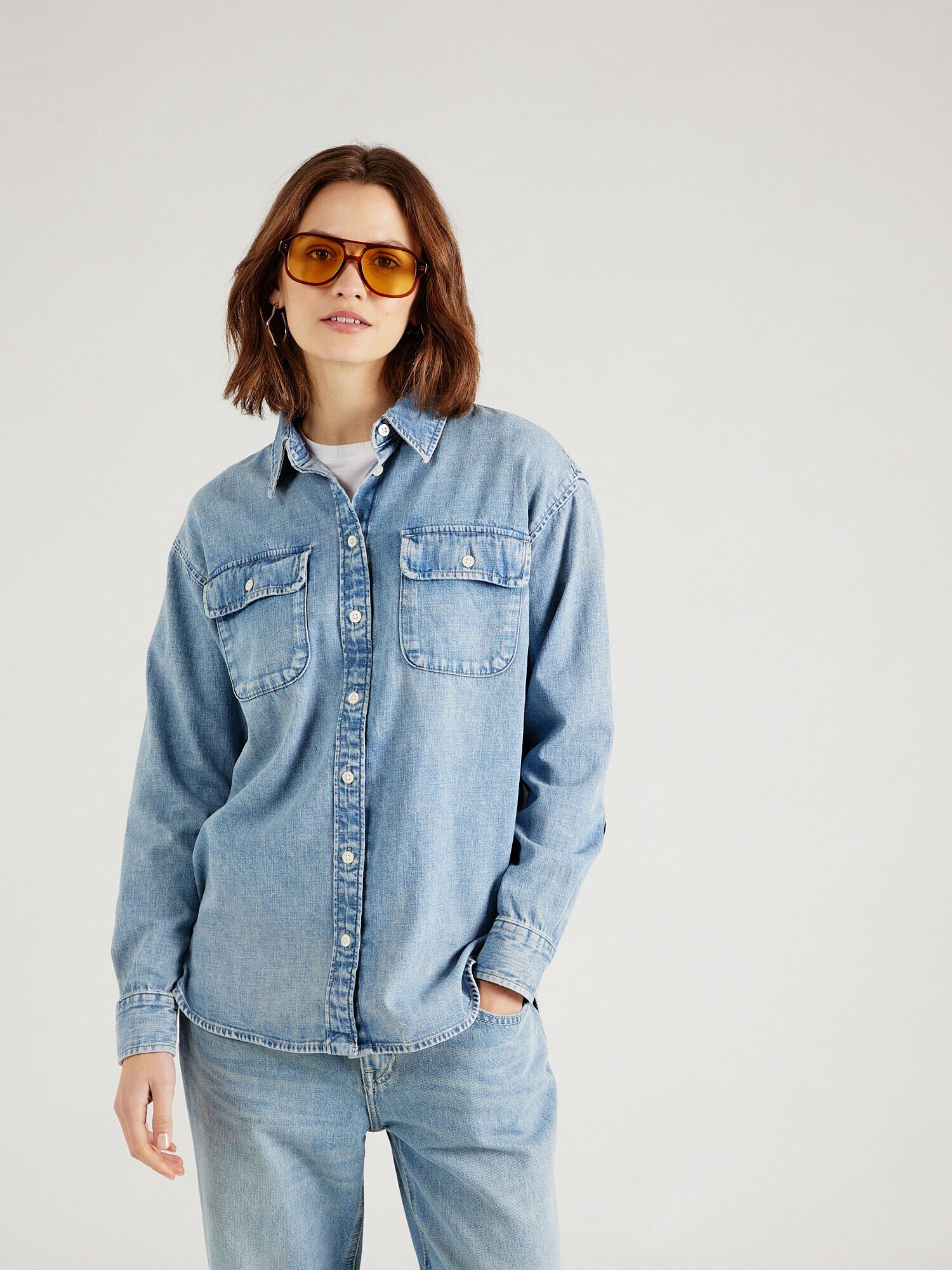 Lauren Ralph Lauren Bluză albastru denim - Pled.ro