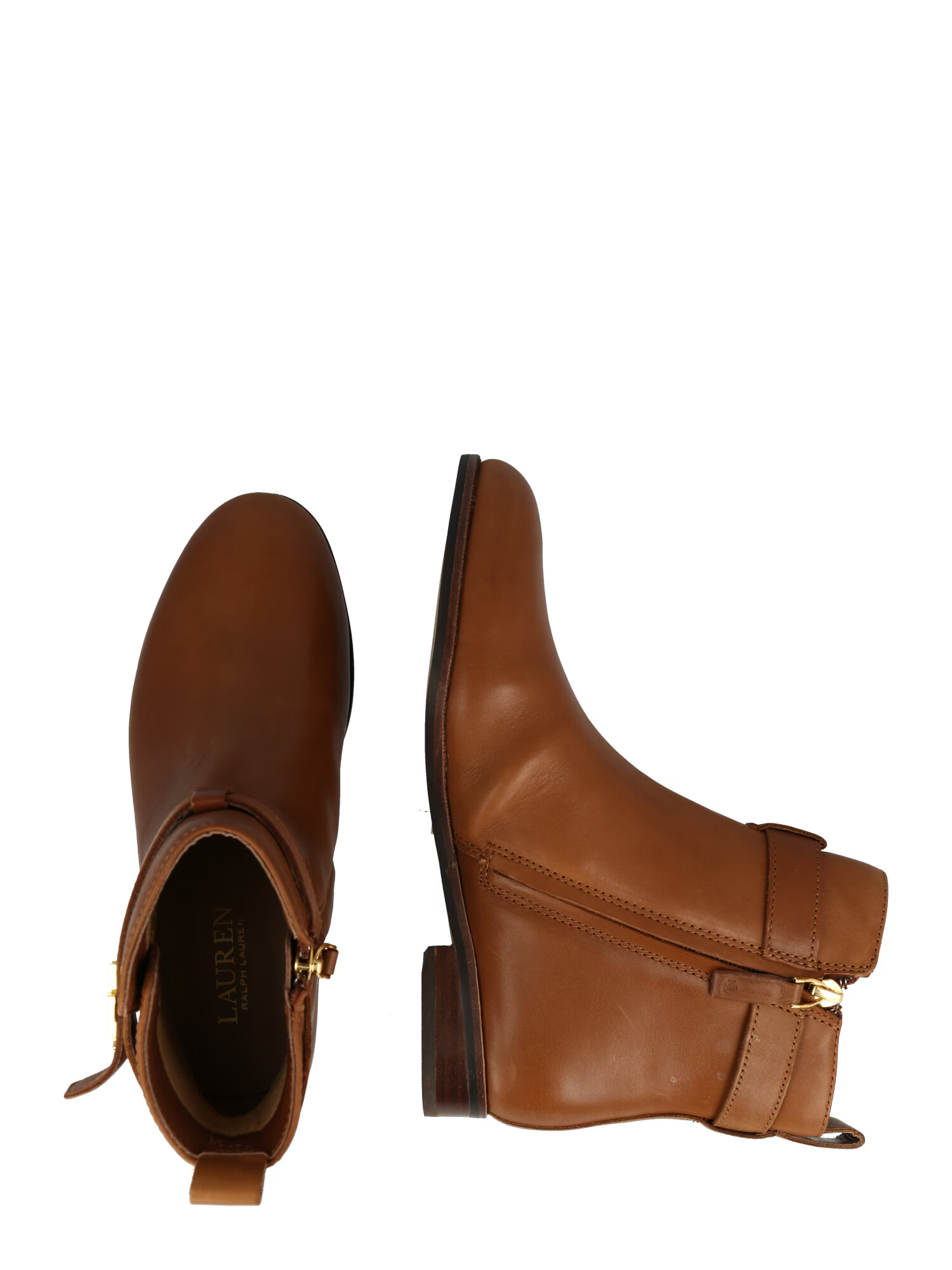 Lauren Ralph Lauren Botine 'Briele' maro coniac / auriu - Pled.ro