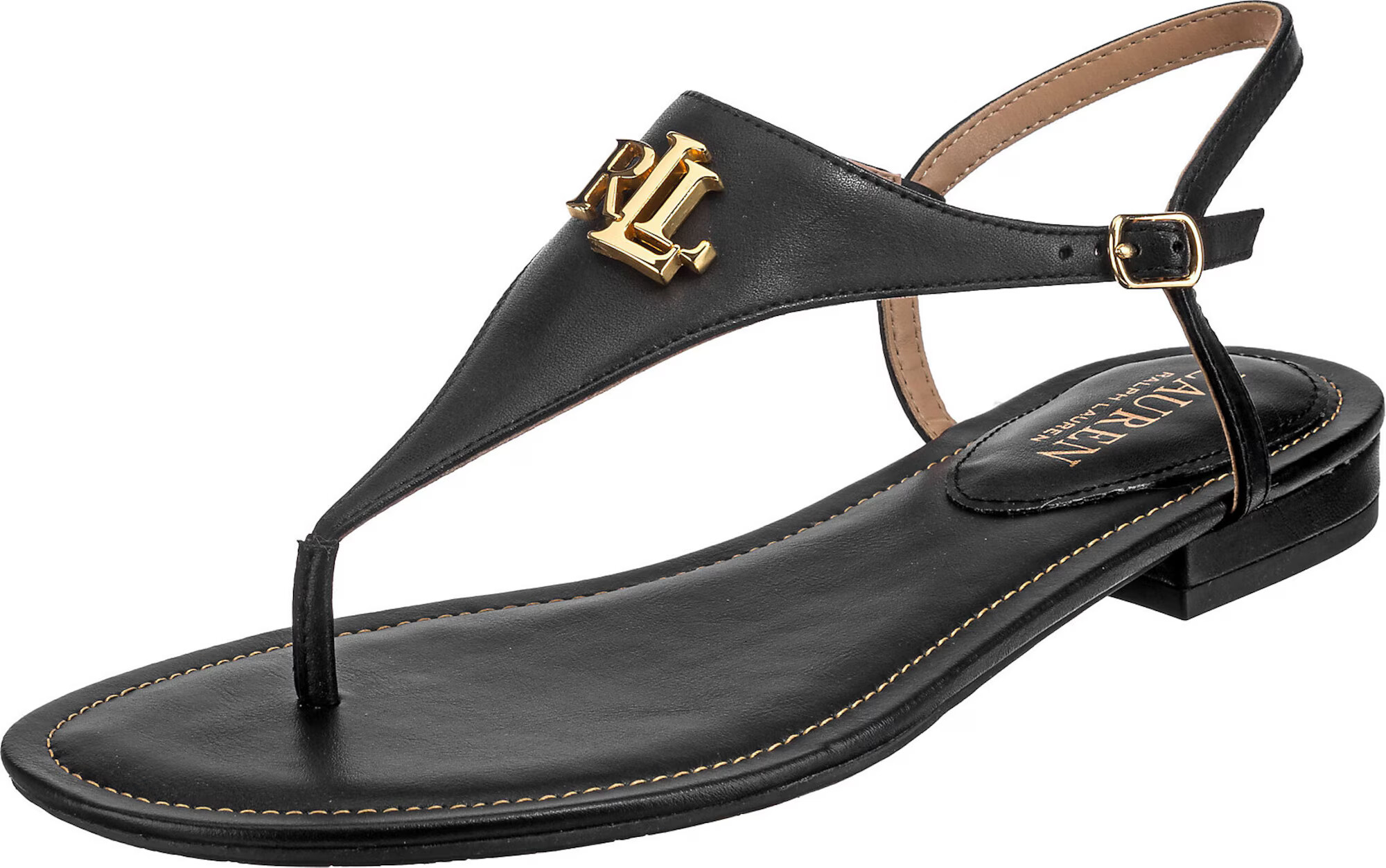 Lauren Ralph Lauren Flip-flops 'Ellington' auriu / negru - Pled.ro