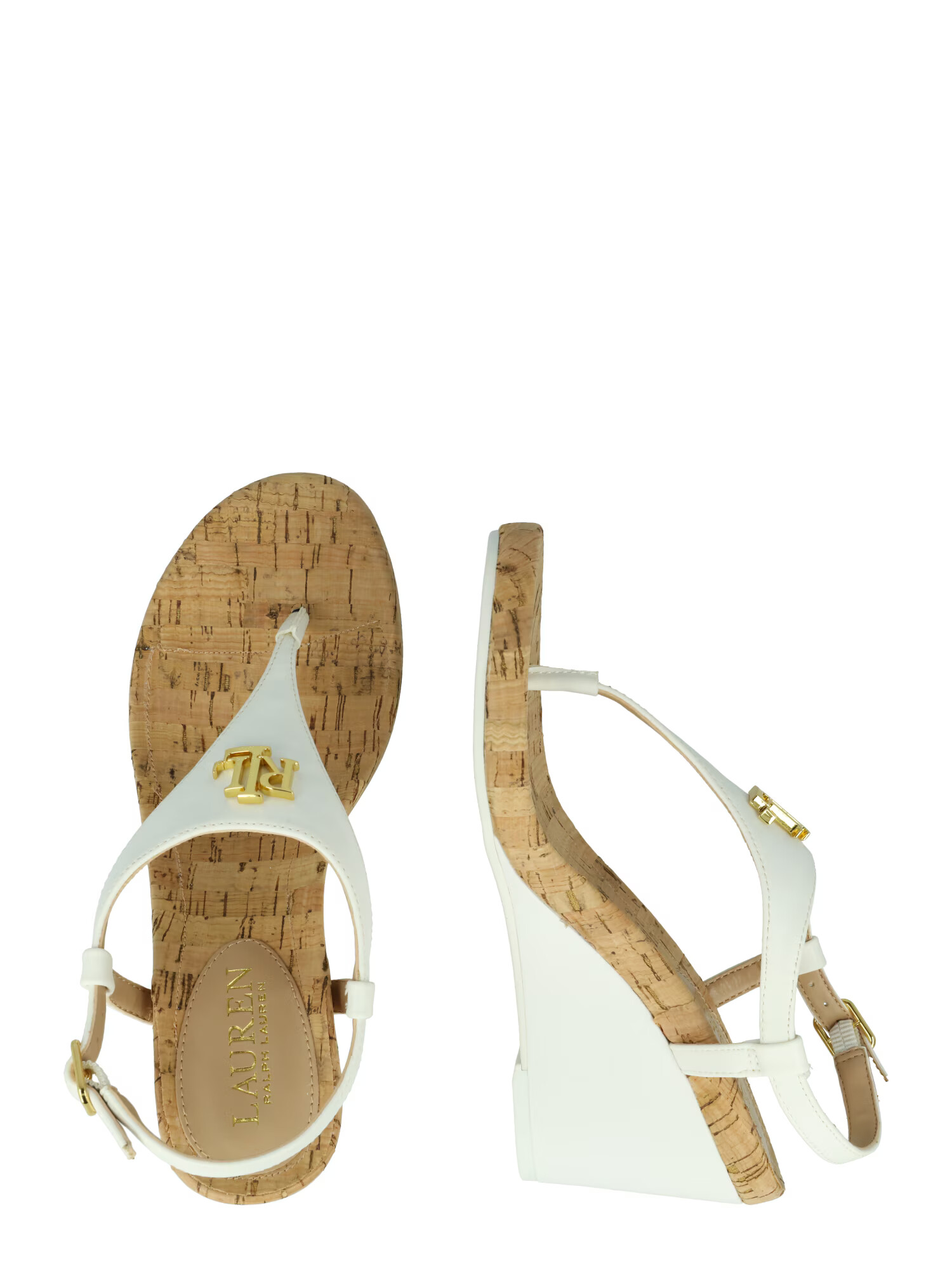 Lauren Ralph Lauren Flip-flops 'JEANNIE' auriu / alb - Pled.ro