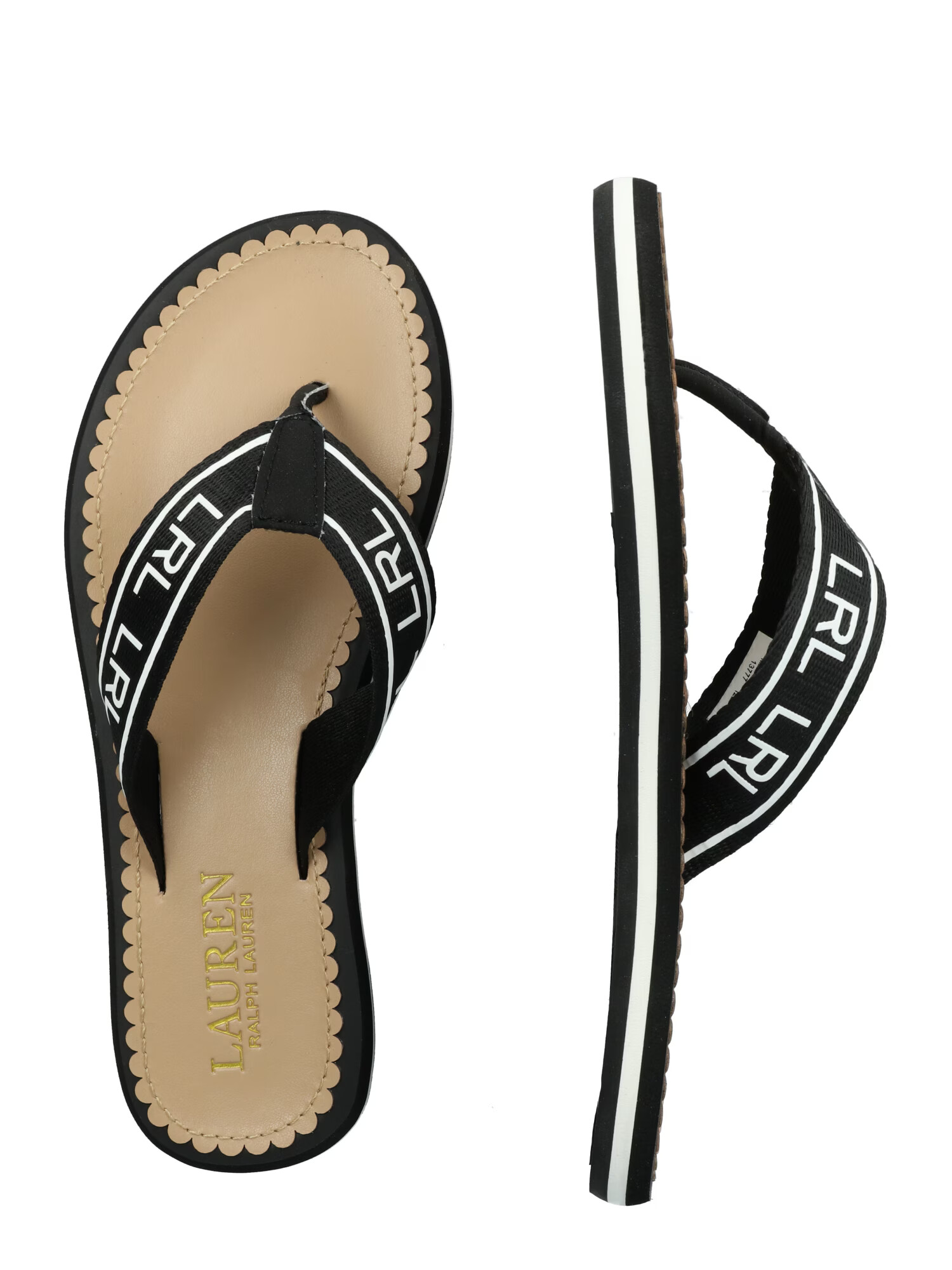 Lauren Ralph Lauren Flip-flops 'ROXXY' negru / alb - Pled.ro