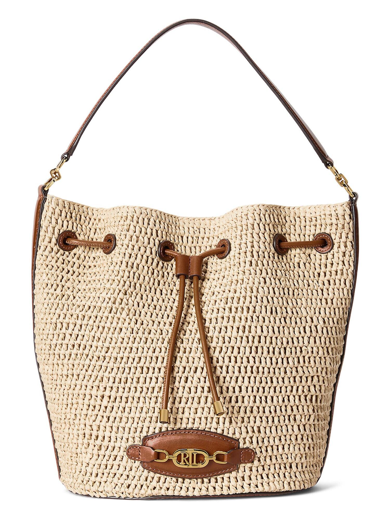 Lauren Ralph Lauren Geantă tip sac 'ANDIE' alb kitt / maro caramel - Pled.ro