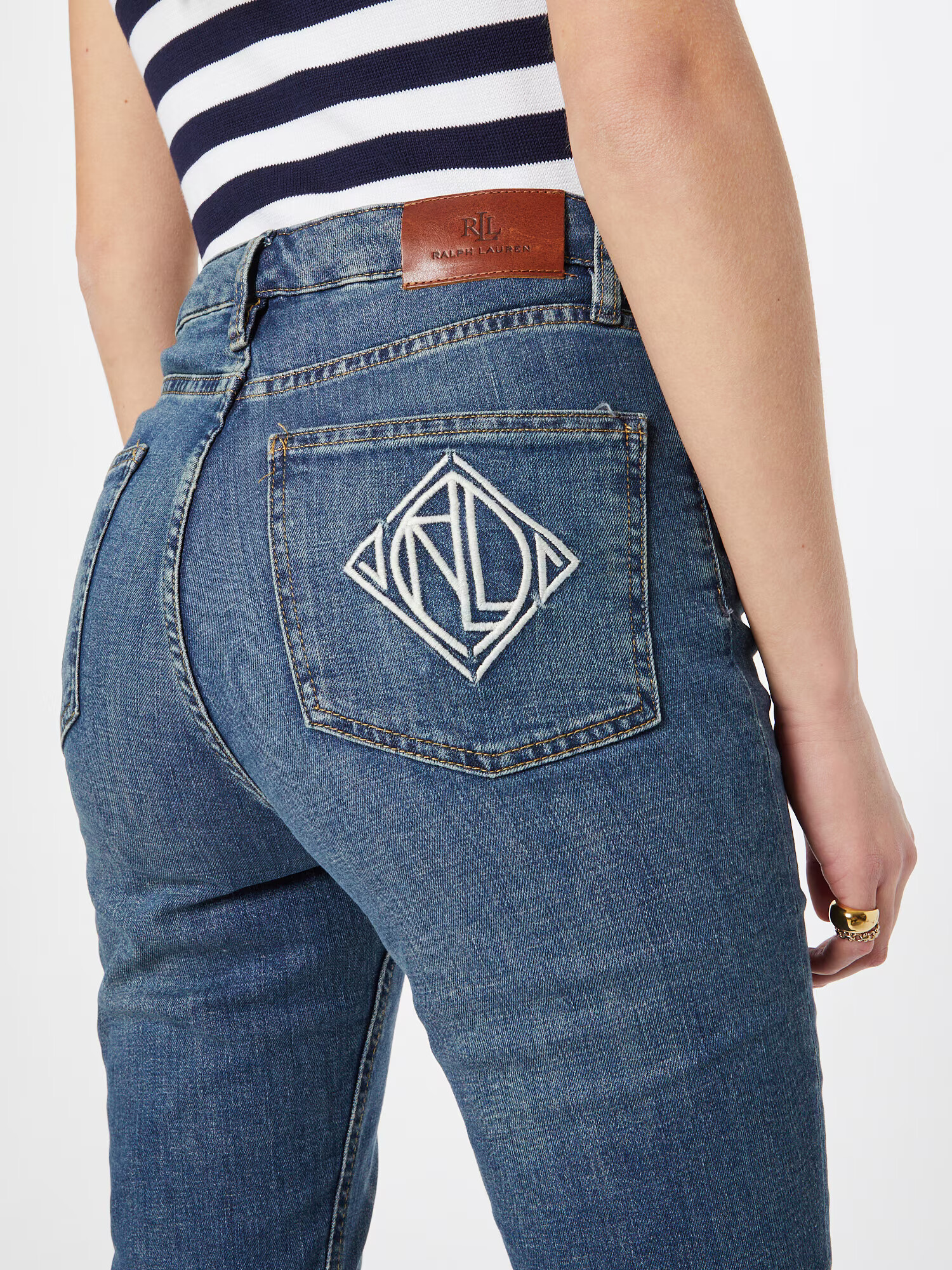 Lauren Ralph Lauren Jeans albastru denim / maro / alb - Pled.ro