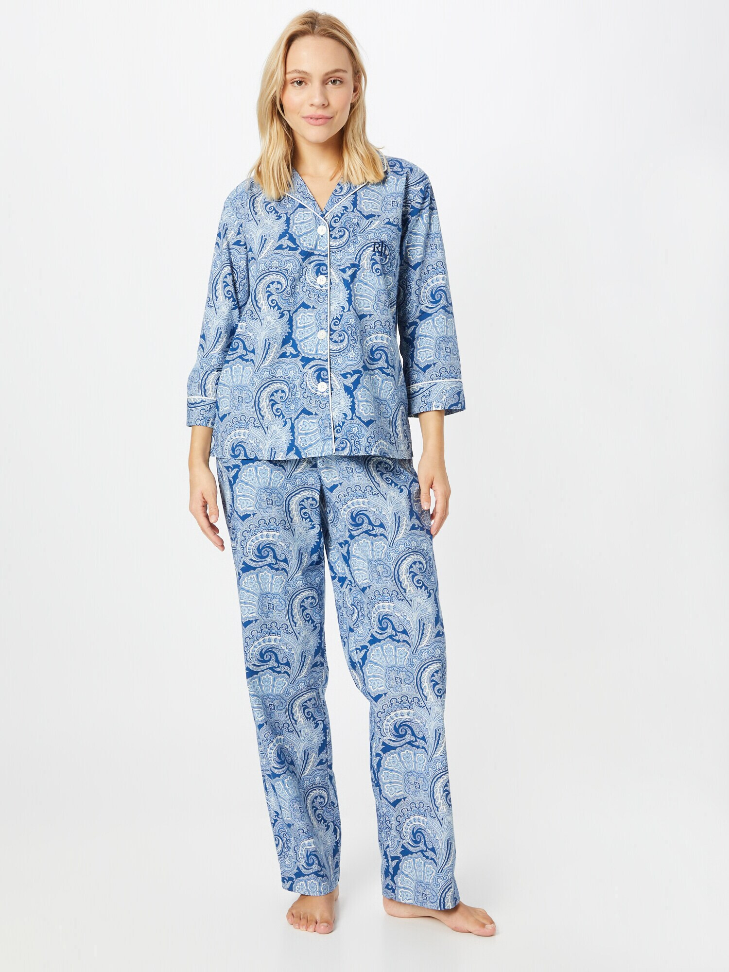 Lauren Ralph Lauren Pijama albastru / bleumarin / alb - Pled.ro