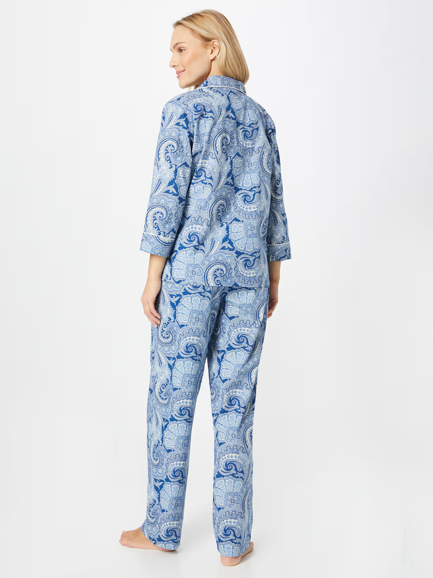 Lauren Ralph Lauren Pijama albastru / bleumarin / alb - Pled.ro