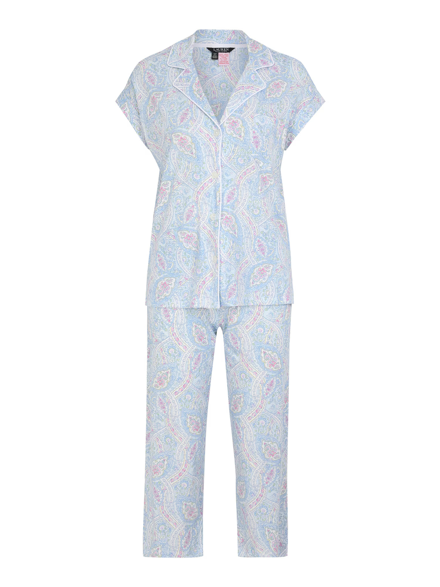 Lauren Ralph Lauren Pijama albastru deschis / mov deschis / alb - Pled.ro