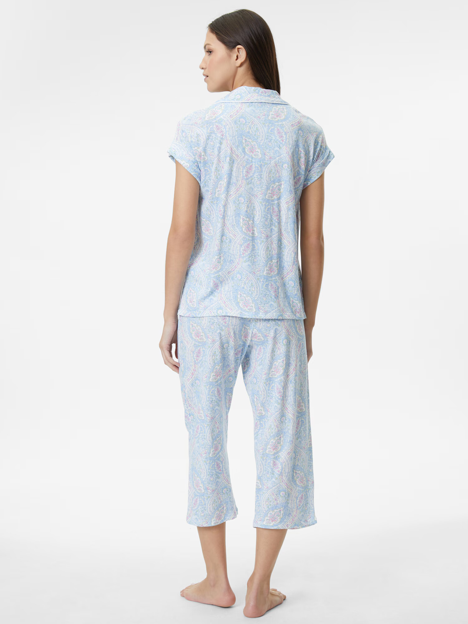 Lauren Ralph Lauren Pijama albastru deschis / mov deschis / alb - Pled.ro