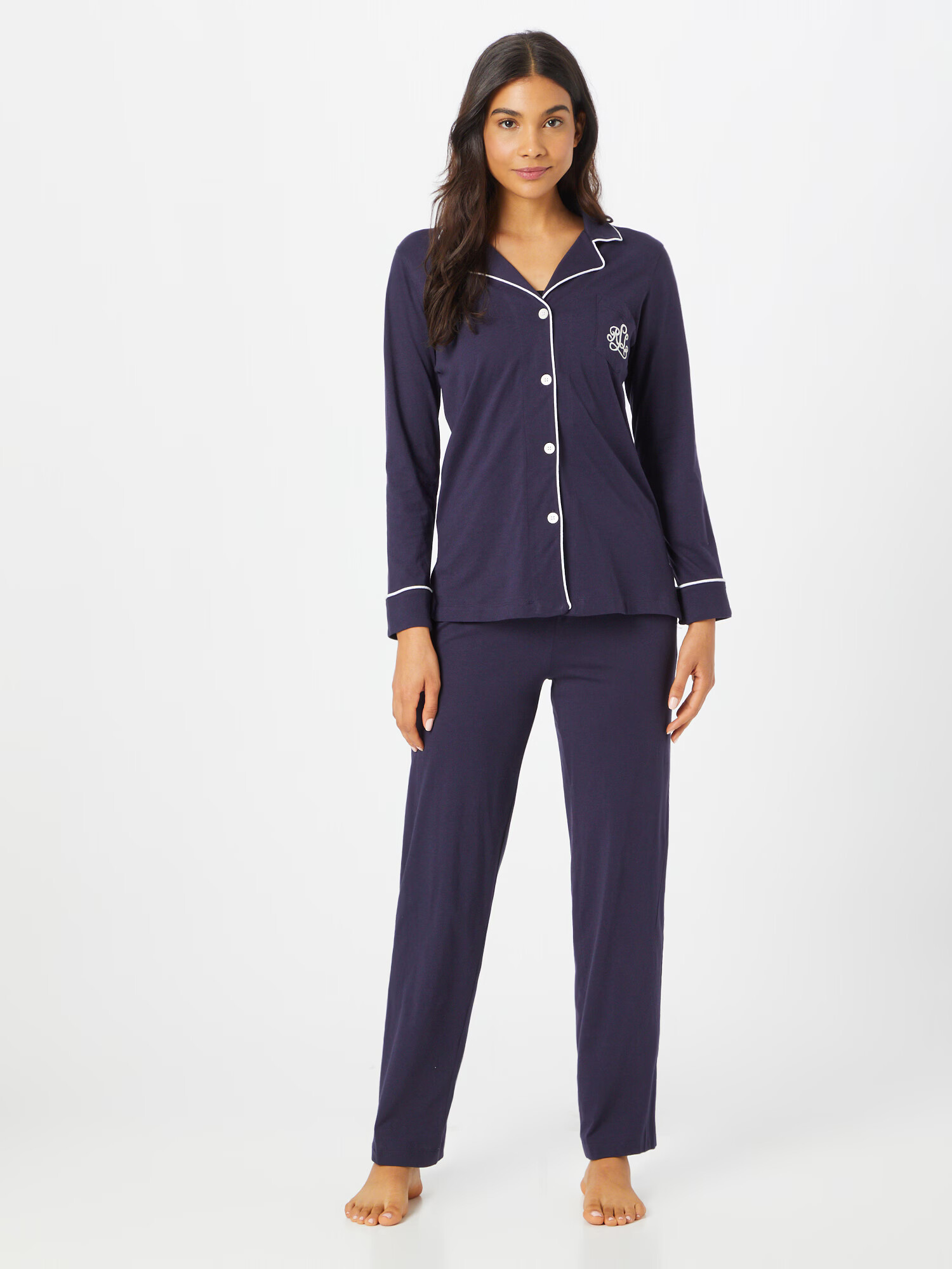 Lauren Ralph Lauren Pijama bleumarin / alb - Pled.ro