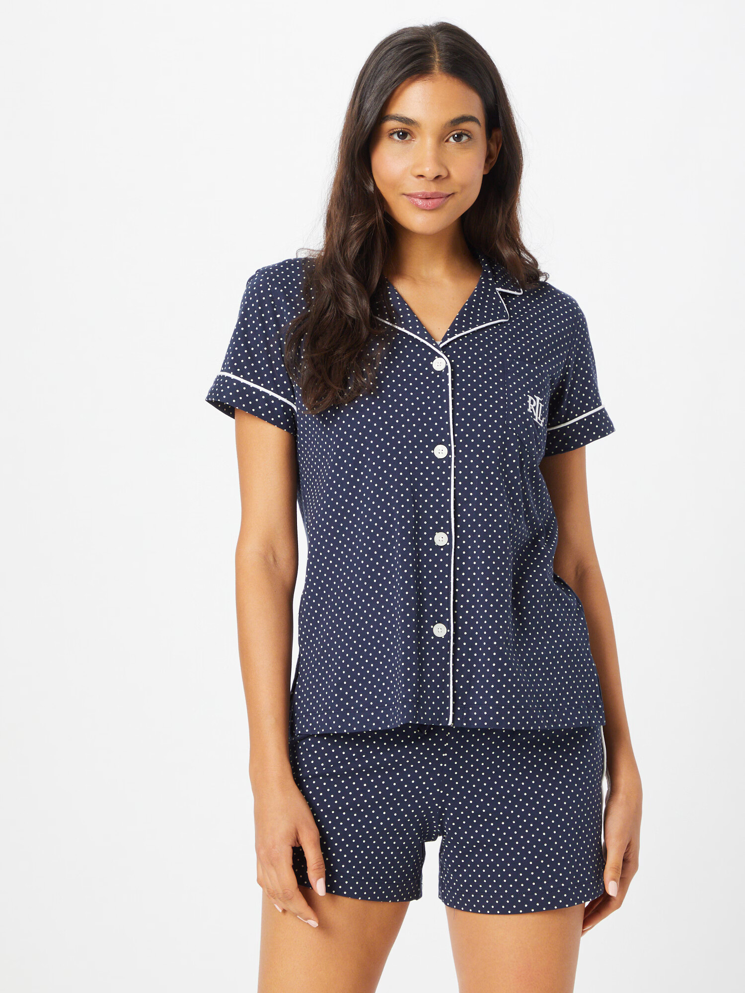 Lauren Ralph Lauren Pijama bleumarin / alb - Pled.ro