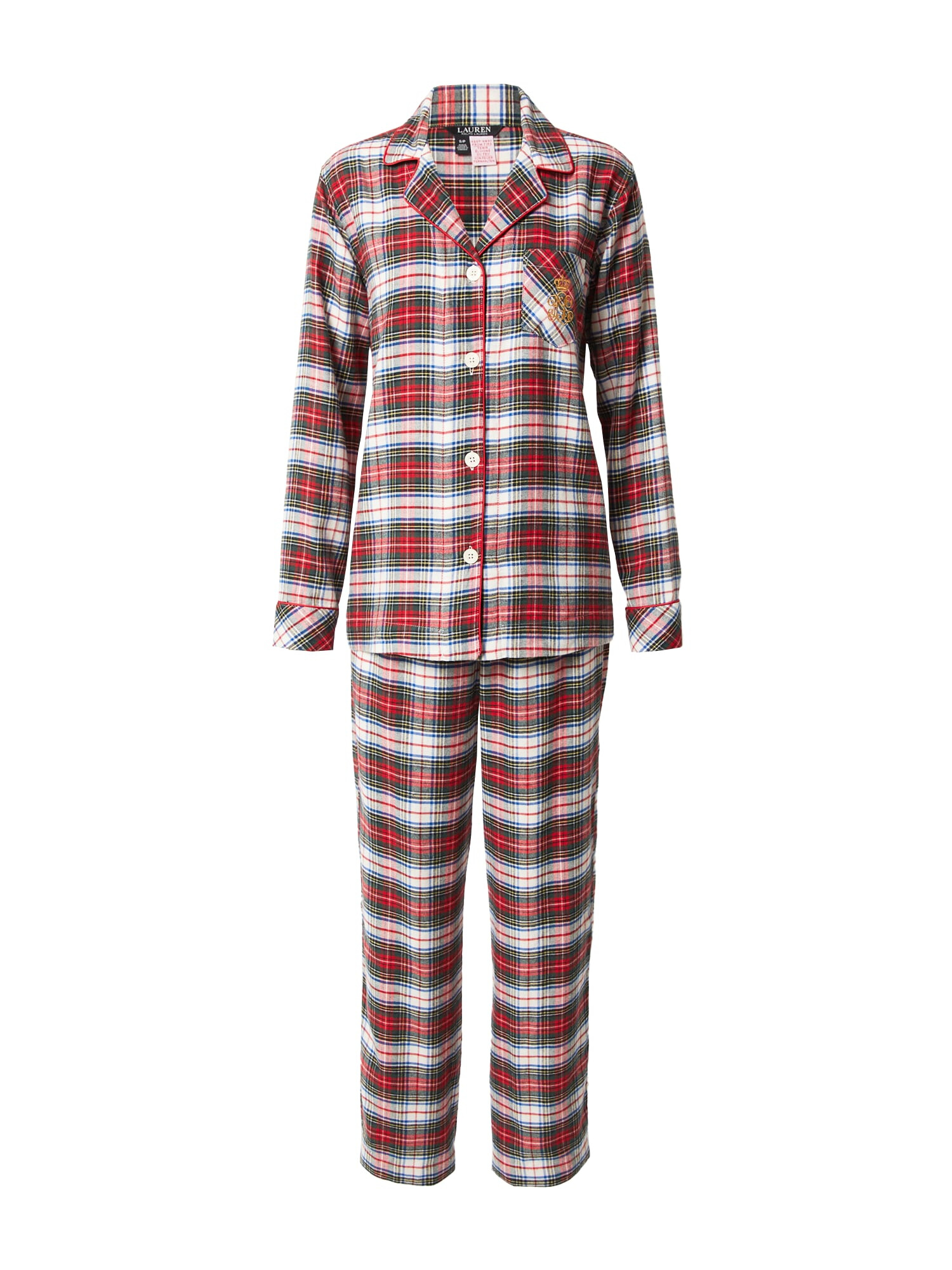 Lauren Ralph Lauren Pijama fildeş / galben auriu / oliv / sângeriu - Pled.ro