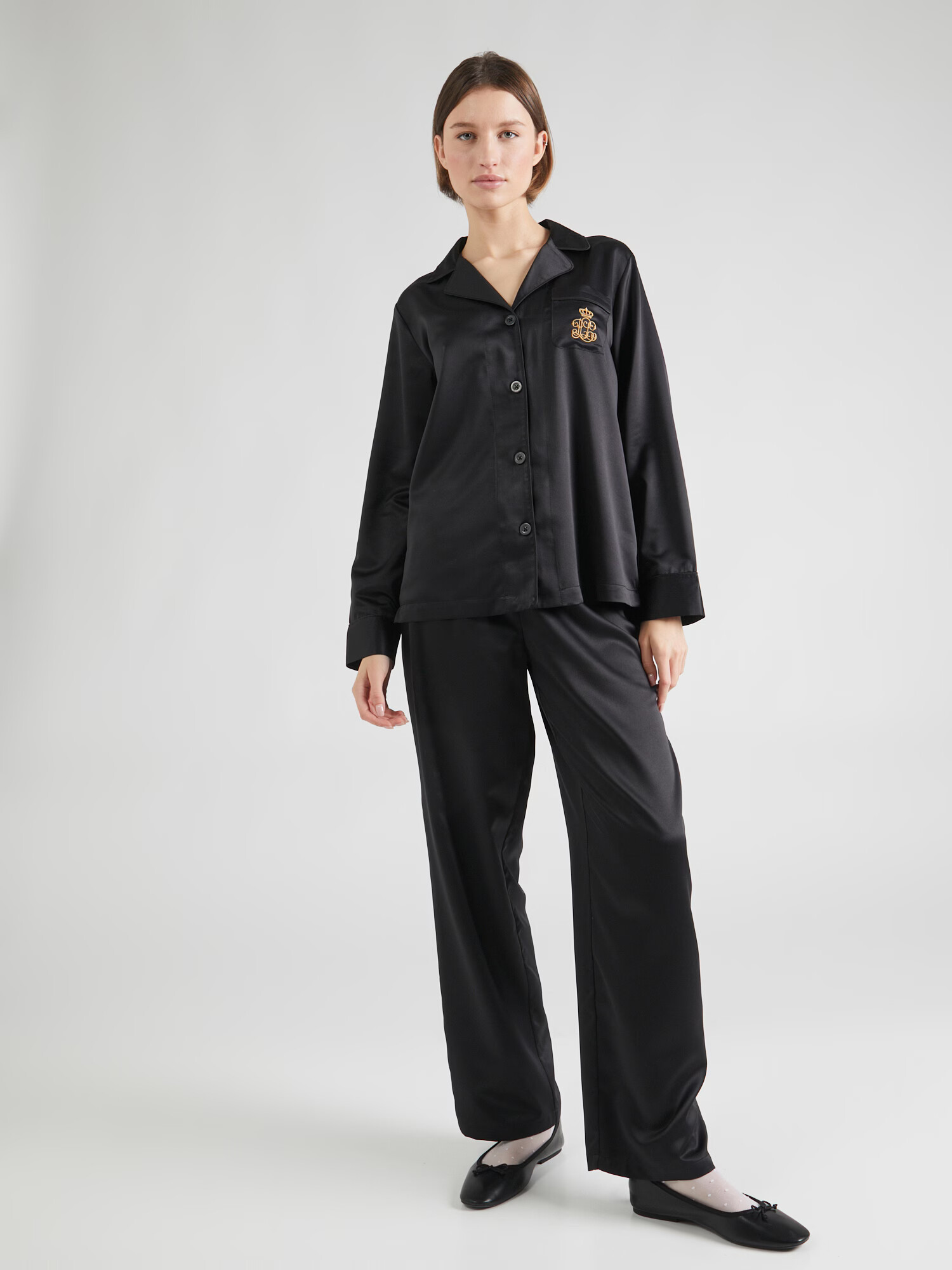 Lauren Ralph Lauren Pijama galben auriu / negru - Pled.ro