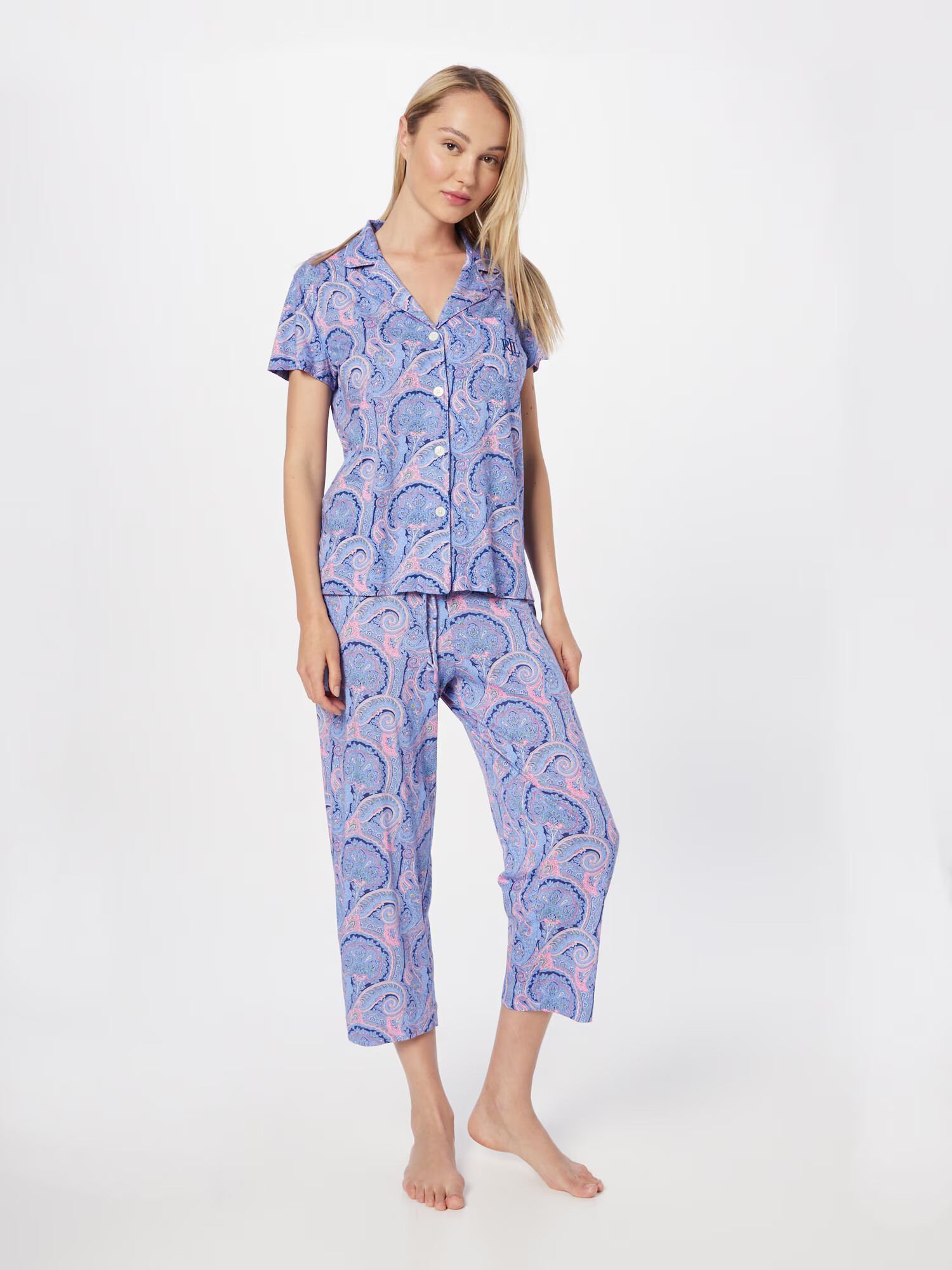 Lauren Ralph Lauren Pijama indigo / opal / roz / alb - Pled.ro