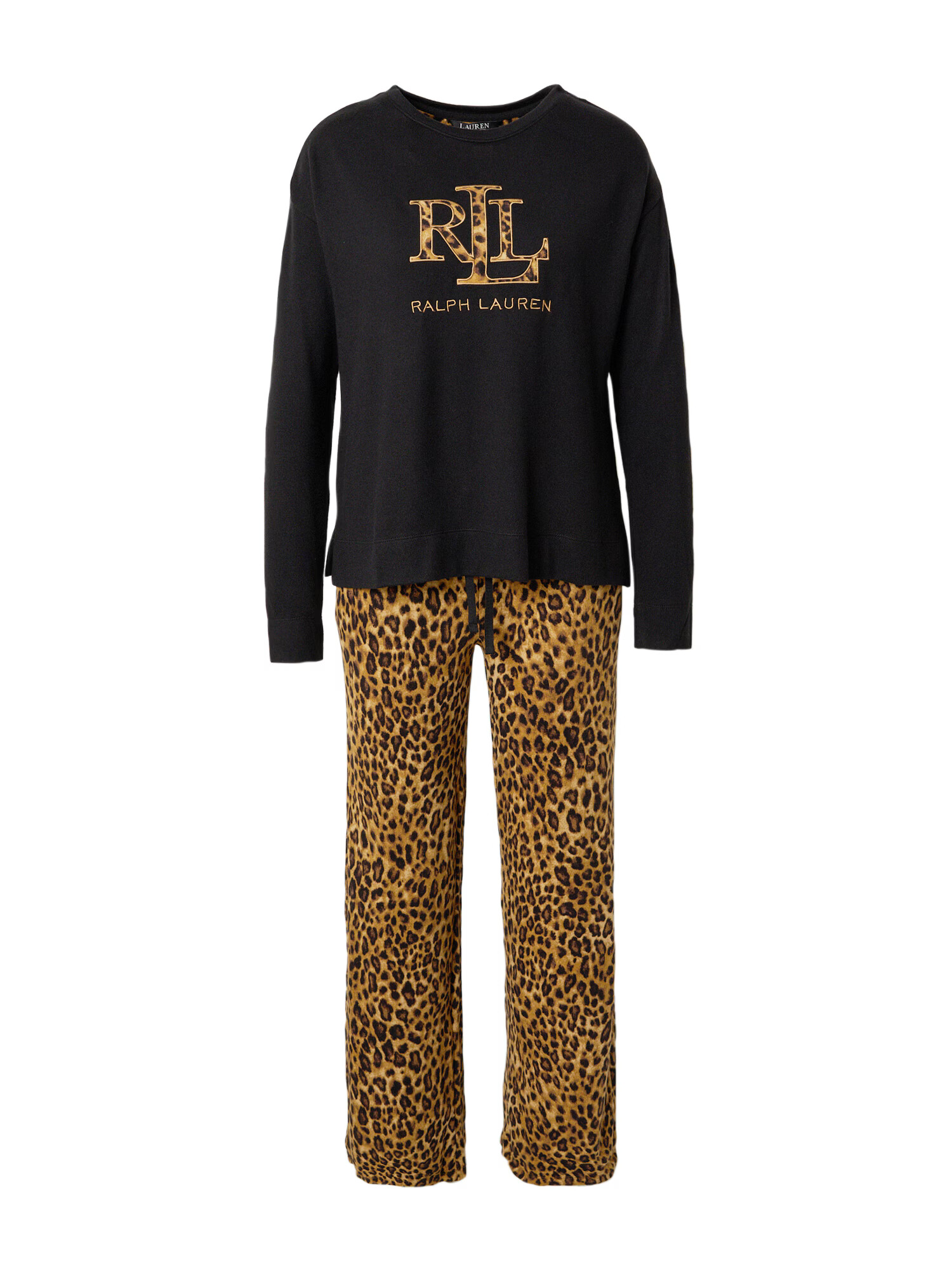 Lauren Ralph Lauren Pijama maro cămilă / maro / roz pal / negru - Pled.ro